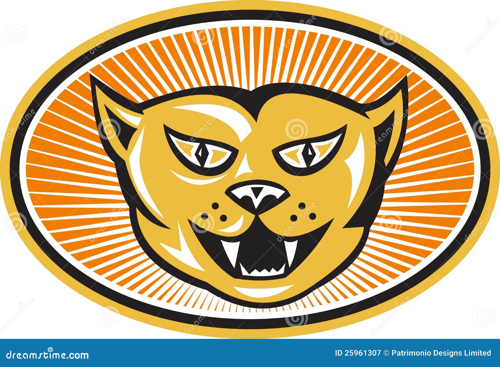 Angry Cat Head Front Retro stock vector. Illustration of graphics ...