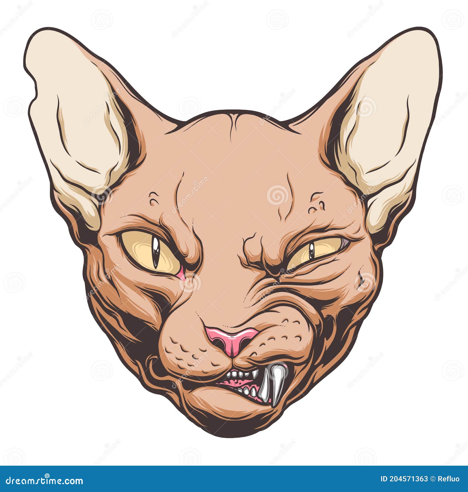 Premium Vector  Angry cat head hand drawing style