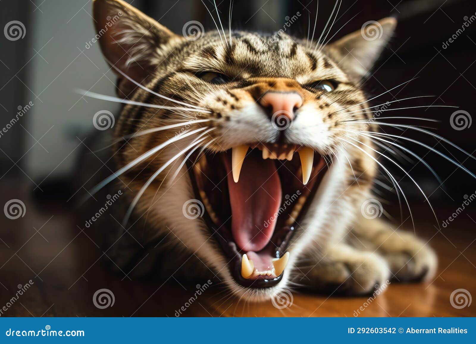 An Angry Cat with Its Mouth Open Stock Illustration Illustration of