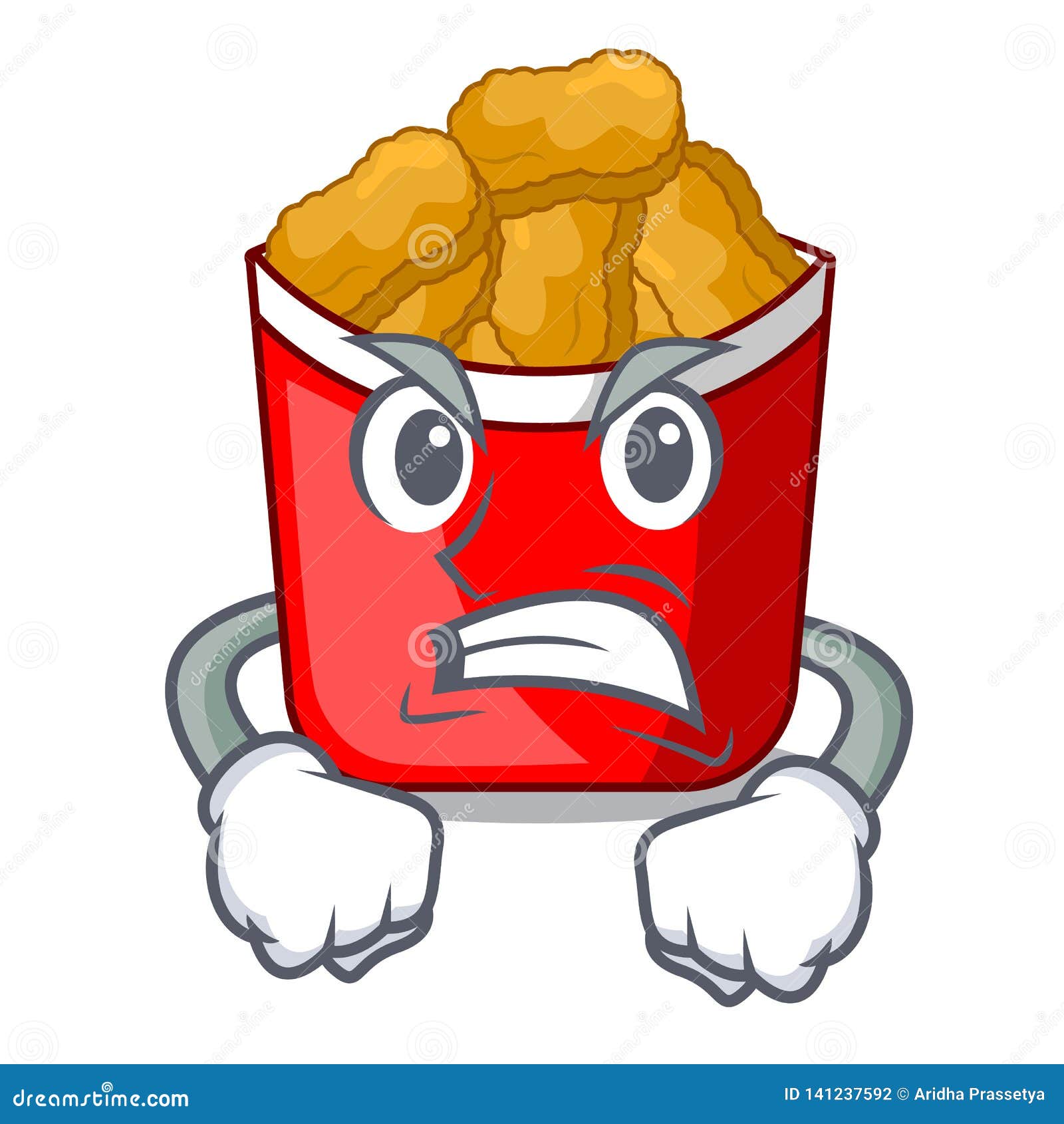 Angry Chicken Nuggets In The Cartoon Shape Stock Vector - Illustration