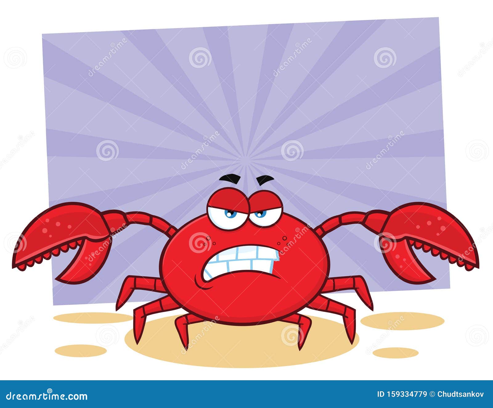 Angry Crab Character, Cute Sea Creature With Funny Face Vector