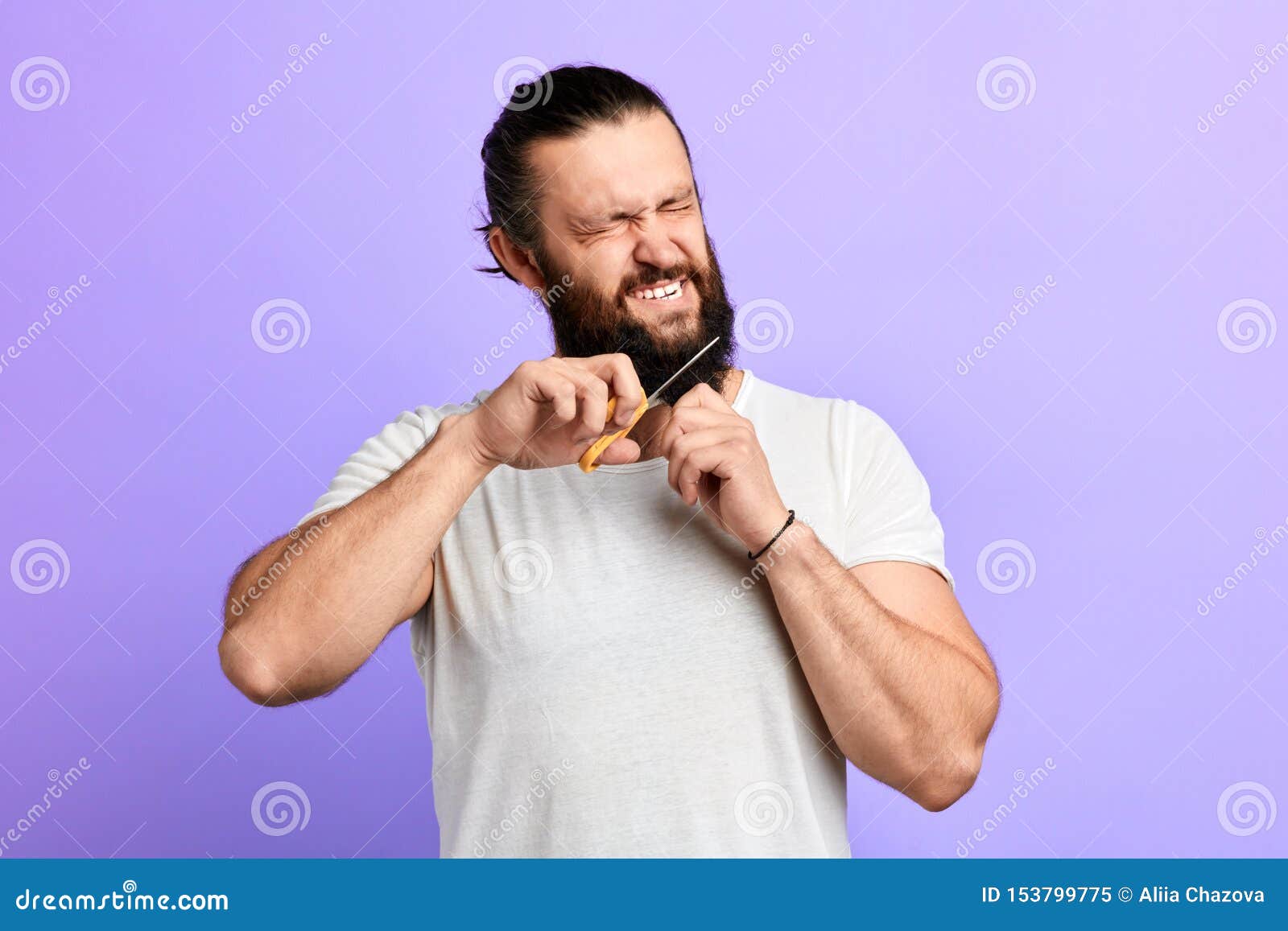 Angry Crazy Funny Man Hates His Beard Stock Image - Image of ears,  handsome: 153799775