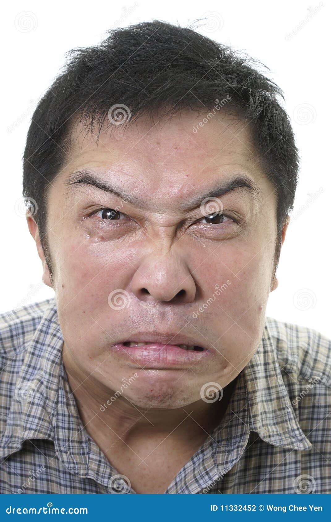 Angry Distorted Asian Face Stock Photo Image Of Annoy 11332452