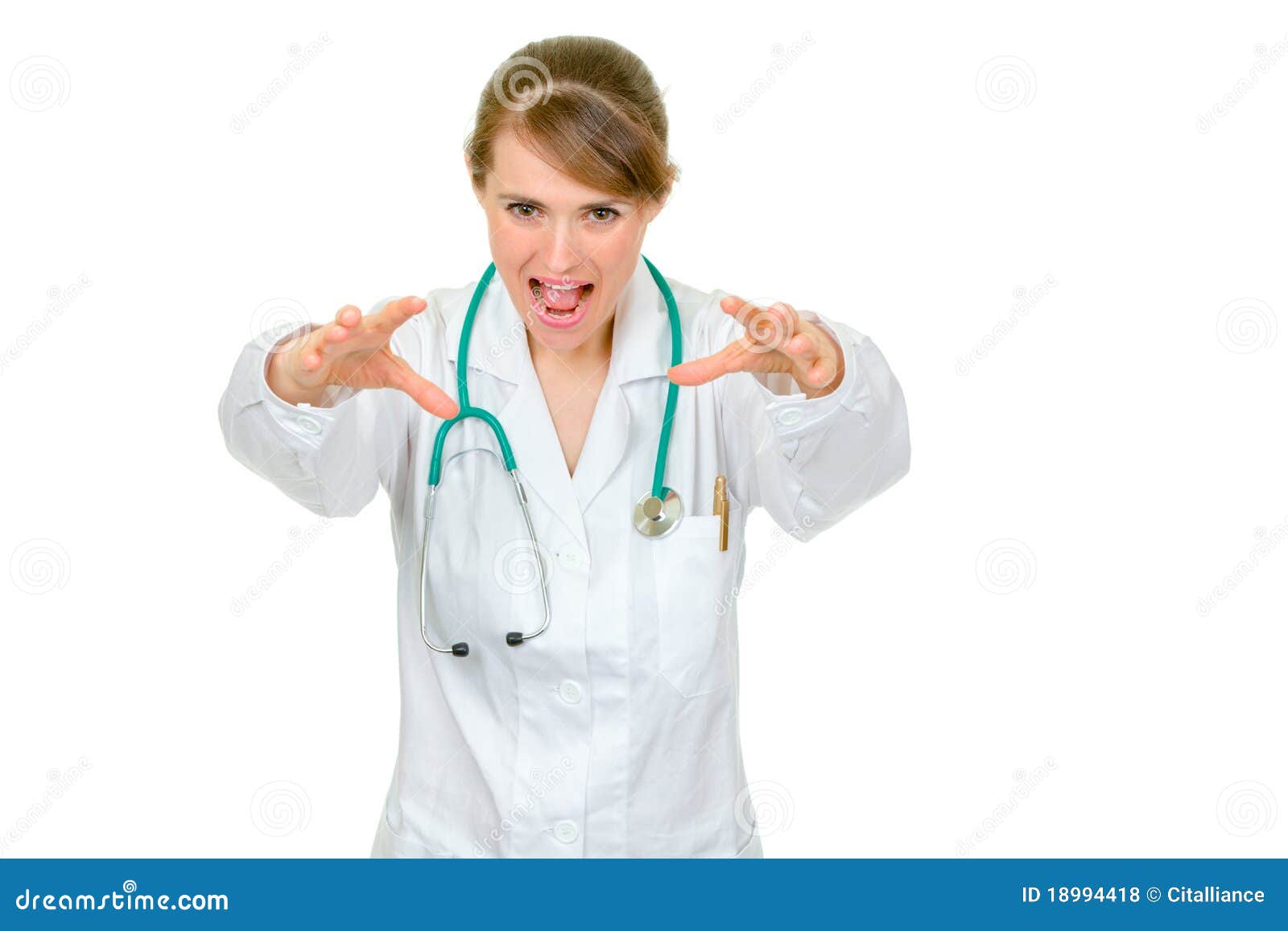 Angry Doctor Woman Wants To Catch You Stock Photo - Image of anger