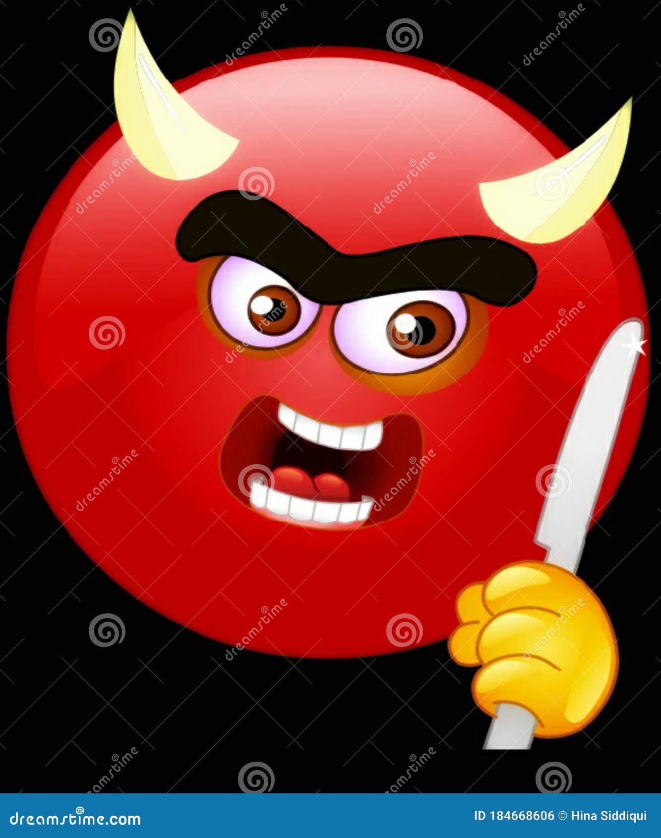 Angry Emoji, Devil Icon,holding a Knife Stock Illustration ...