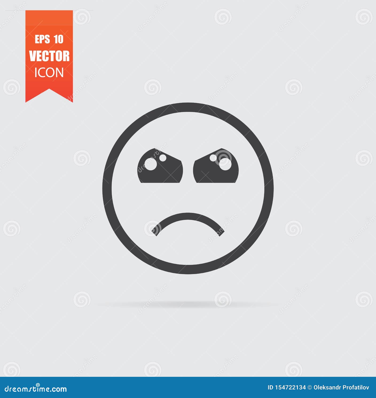 Angry Emoticon Icon in Flat Style Isolated on Grey Background Stock ...