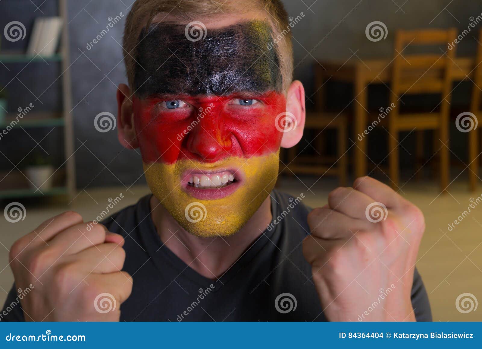 Angry Fan With Painted Flag Of Germany Stock Photo Image Of Match
