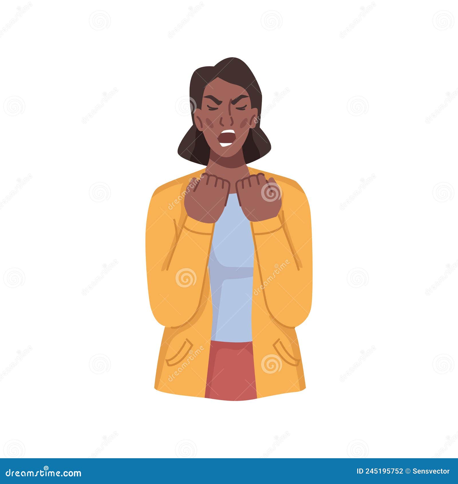 Angry Female Character Screaming and Shouting Stock Vector - Illustration  of negative, personage: 245195752