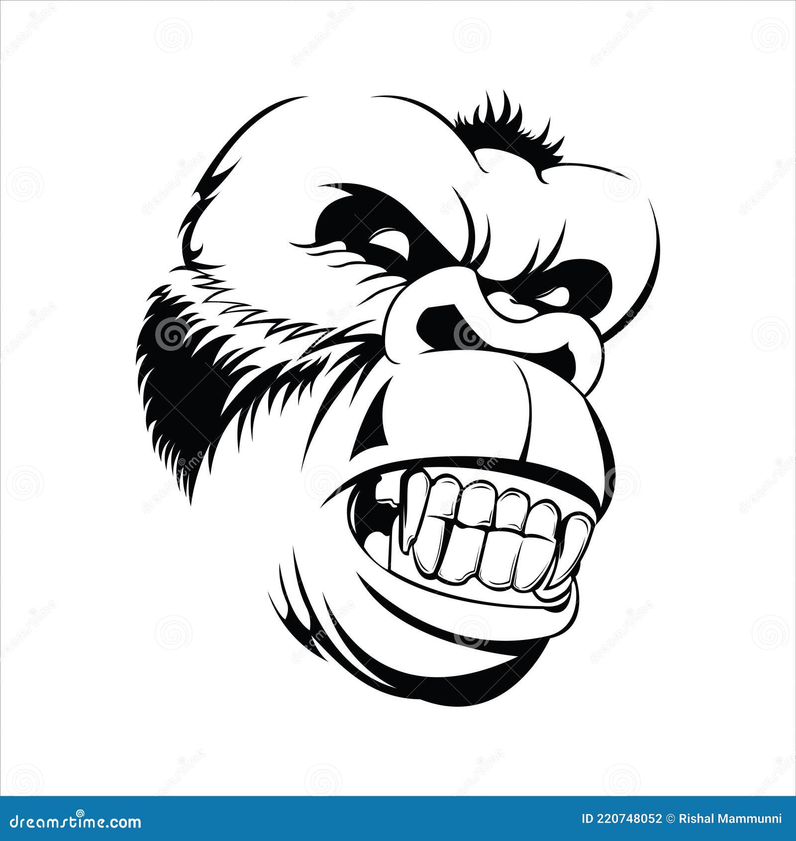 Angry Ferocious Gorilla Vector Black Stock Vector - Illustration of ...