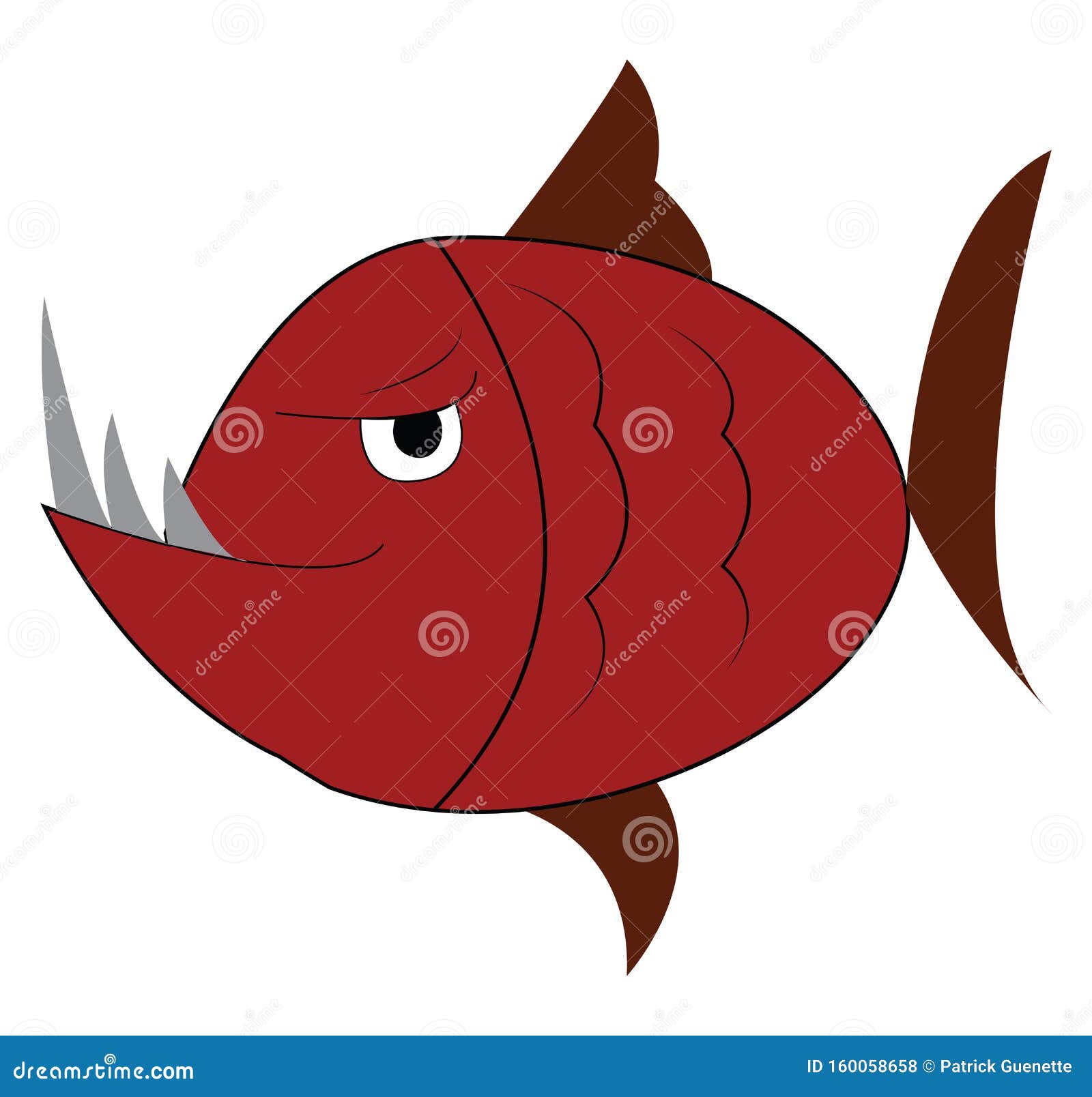 Download An Angry Red Fish With Sharp Long Teeth Vector Color Drawing Or Illustration Stock Vector ...