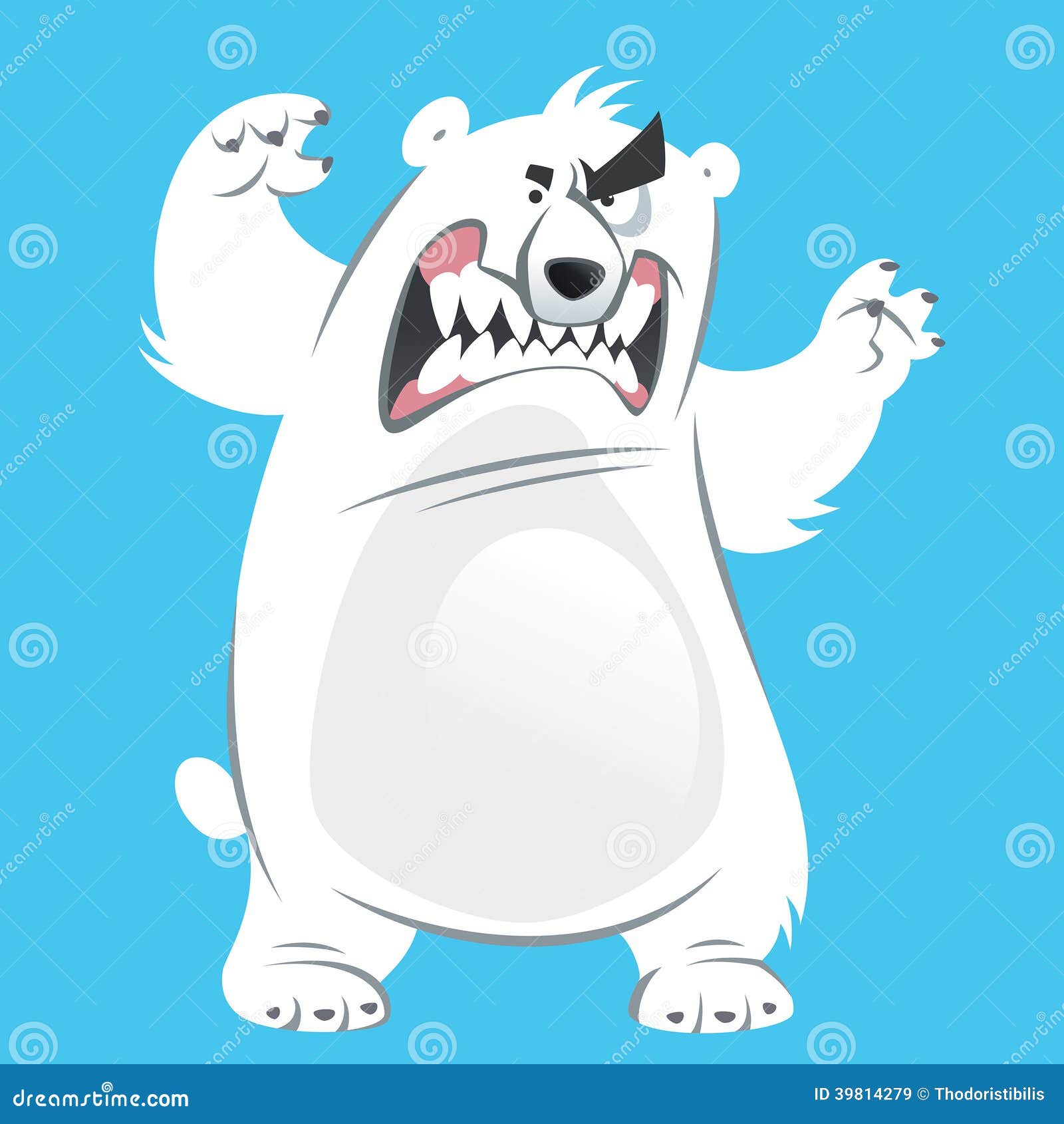 Angry and Funny Cartoon White Polar Bear Making Attacking Gesture Stock  Vector - Illustration of mammal, character: 39814279