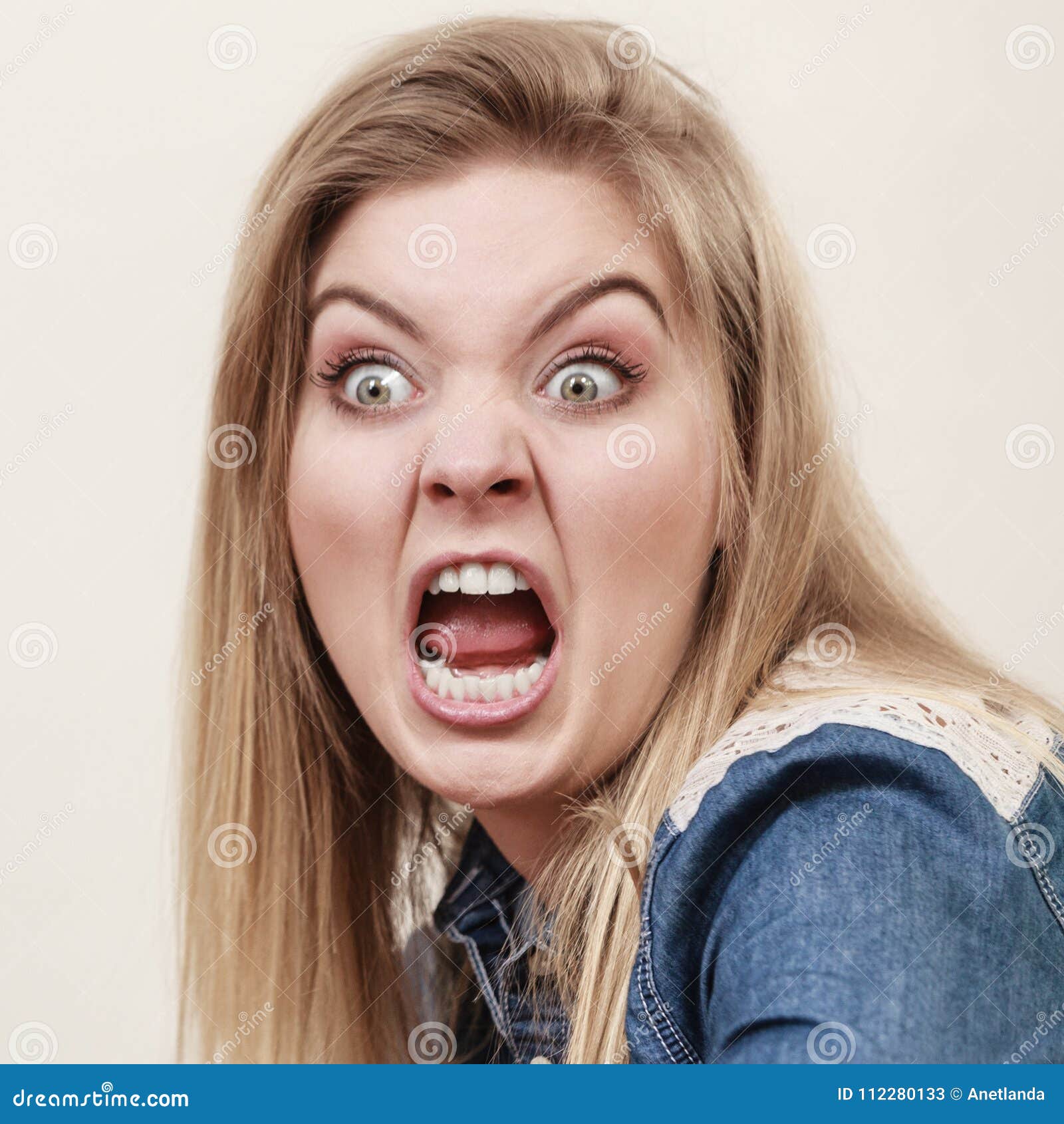 Angry Furious Outraged Young Woman Girl Headache Royalty Free Stock