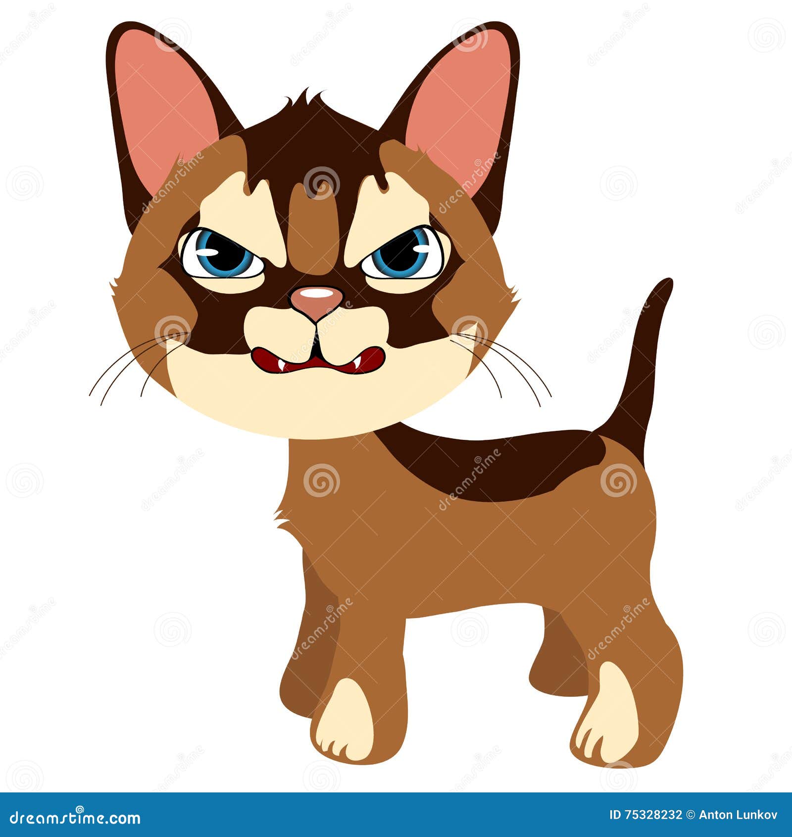 Angry Ginger Cat, Vector Cartoon Pet Isolated Stock Vector