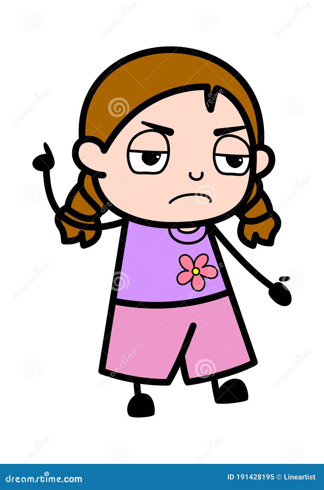 Angry Girl Cartoon with One Hand Raised Stock Illustration - Illustration  of character, scoldering: 191428195