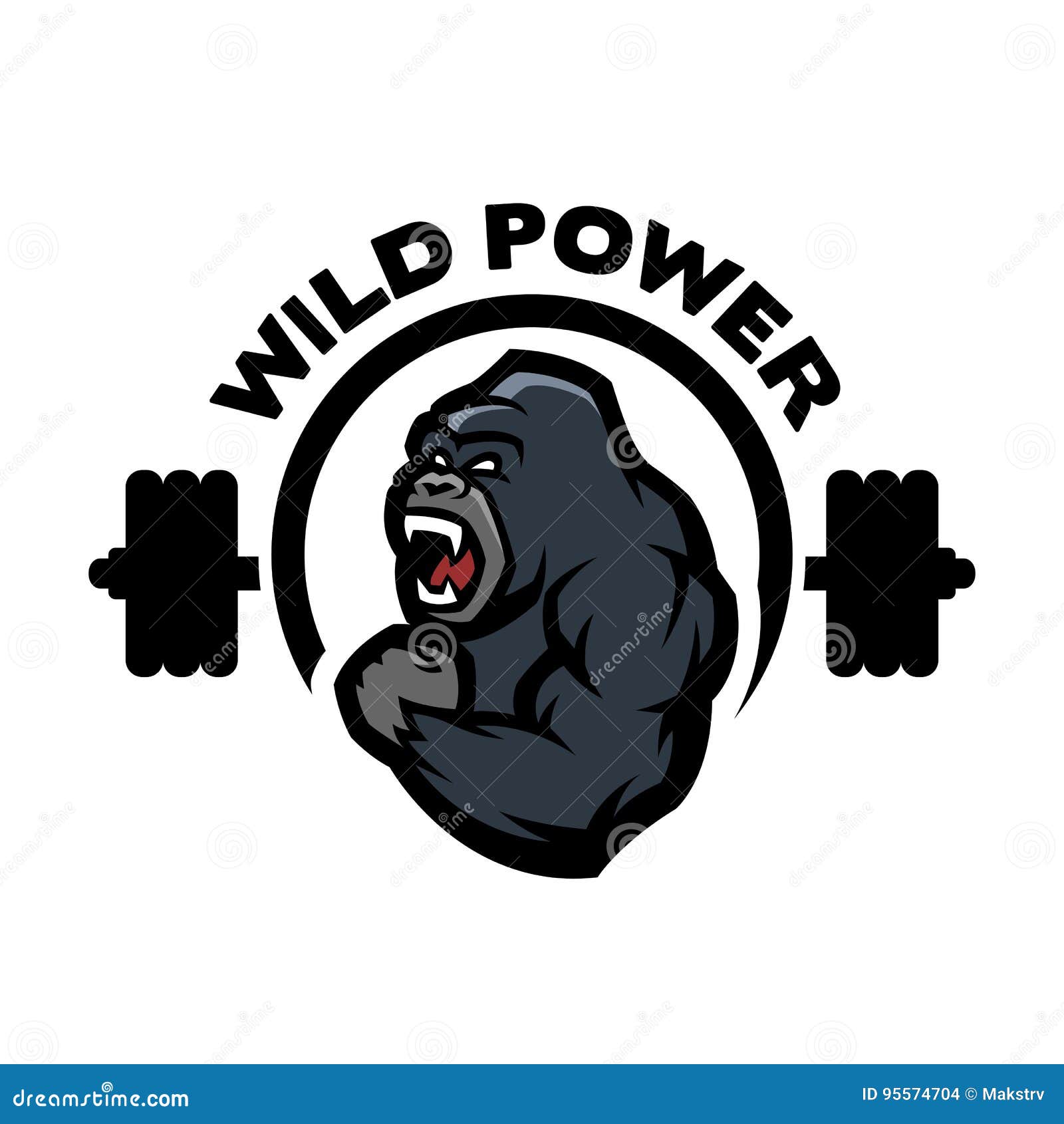 Gorilla gym symbol logo fitness Royalty Free Vector Image