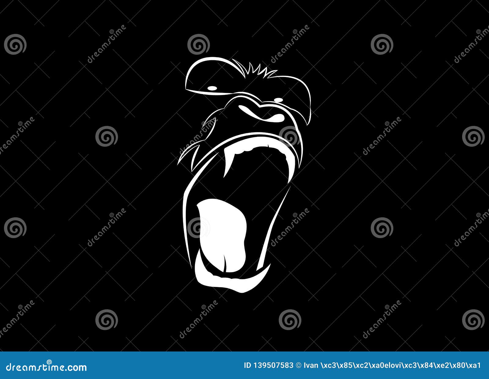 angry gorilla yelling with an open mouth