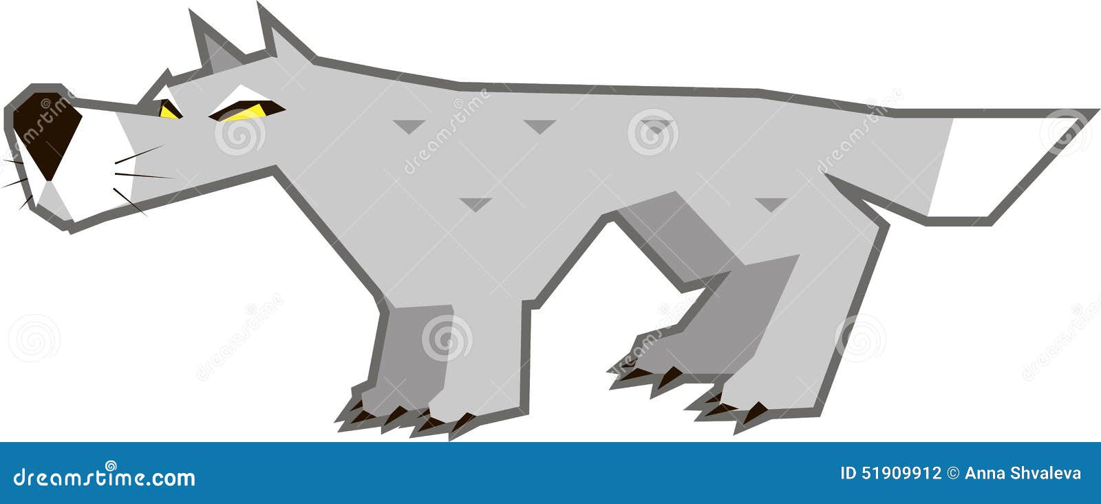 Angry gray wolf stock vector. Illustration of yellow - 51909912