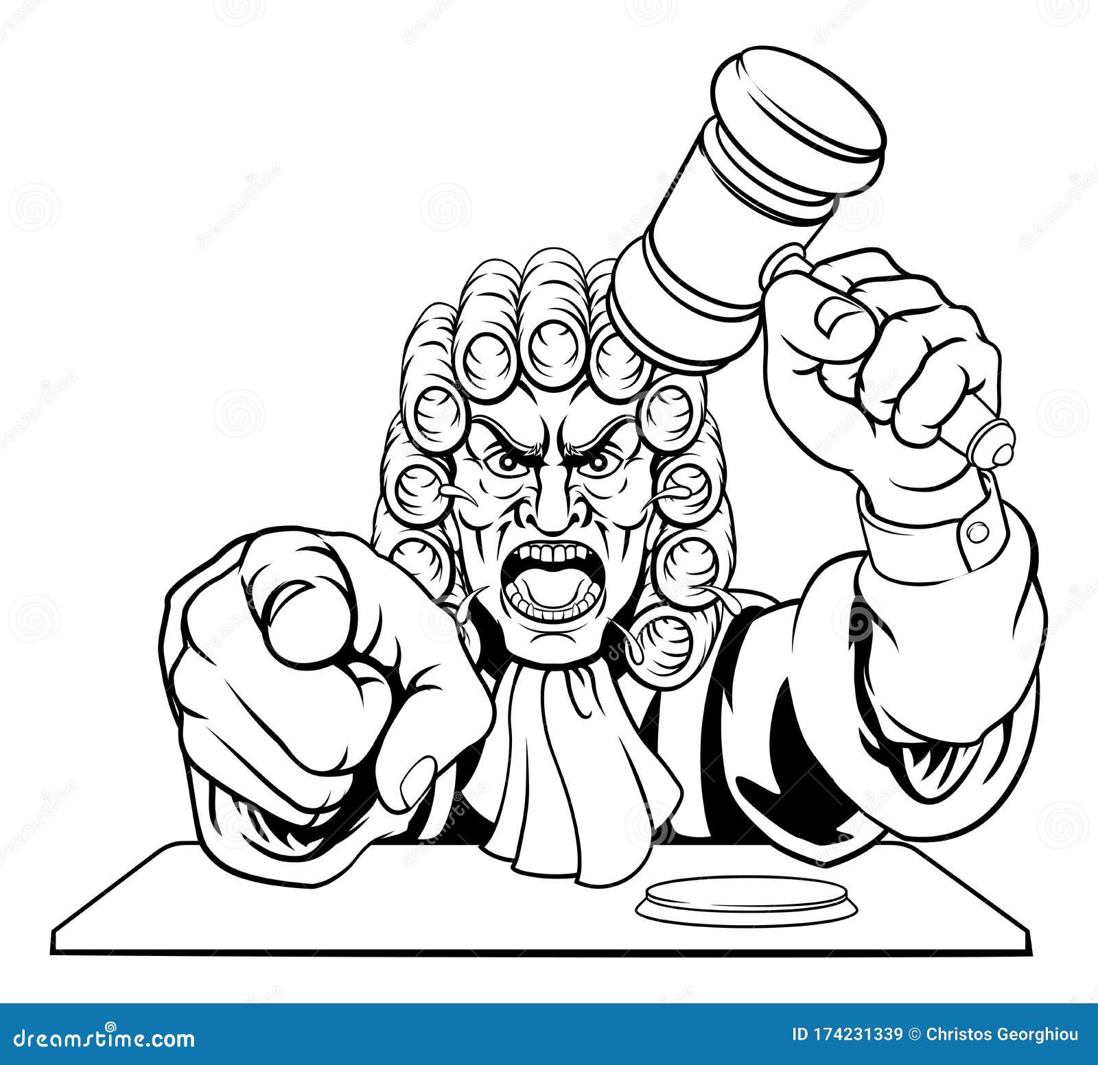 Angry Judge Cartoon Character Stock Vector - Illustration of bullying
