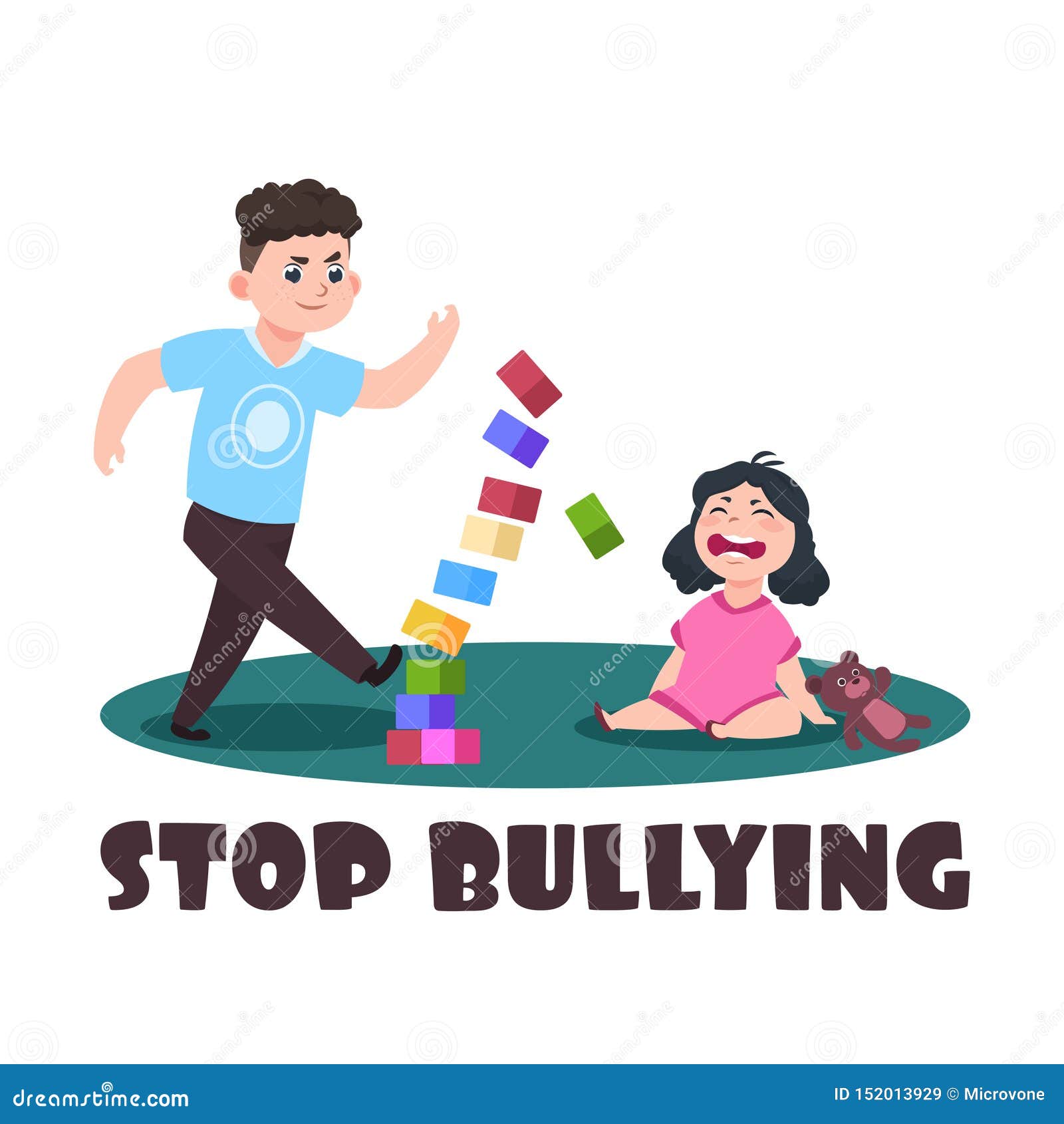 Angry Kids Bullying And Abusing The Weak Agemate Teasing And Laughing ...