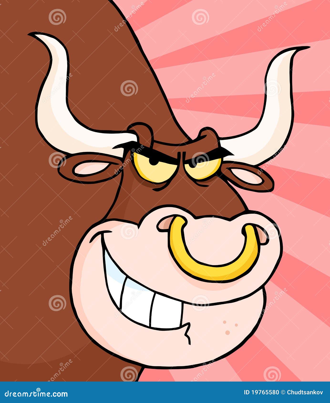 Bull with nose ring cartoon