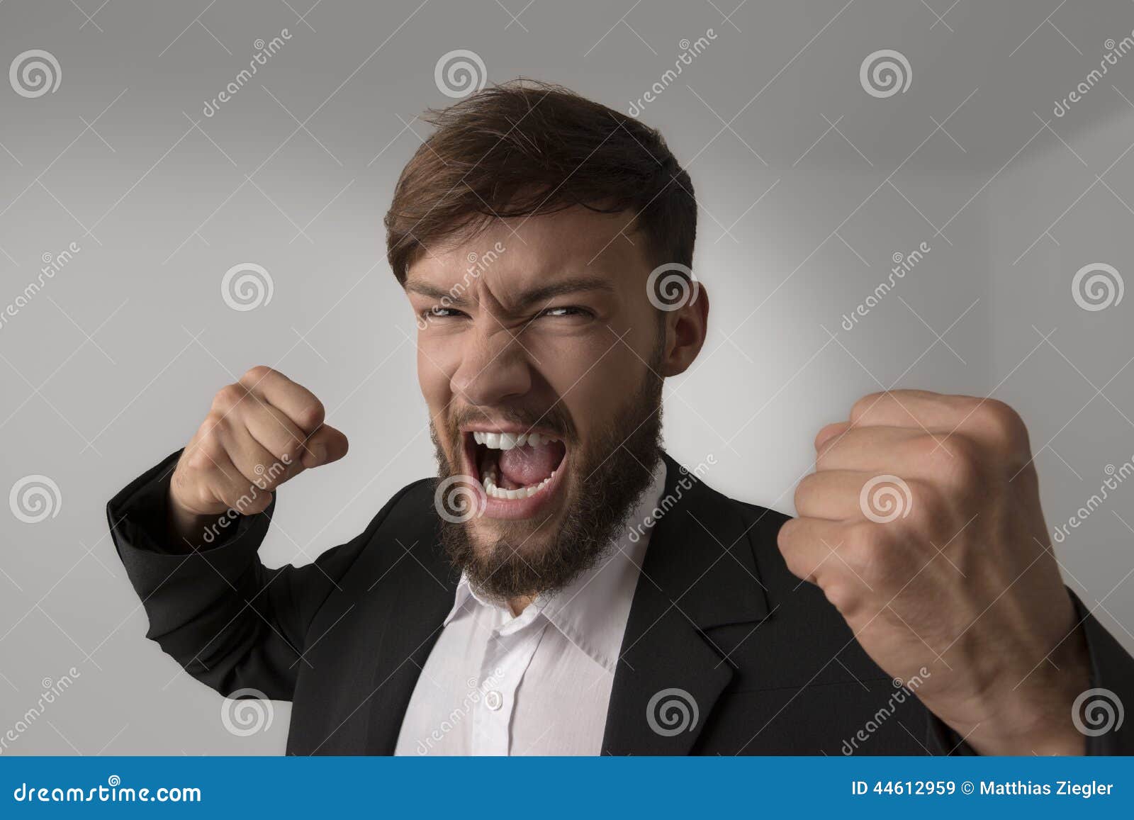 Angry Man With Clenched Fists Stock Image Image Of Head Pretty 44612959