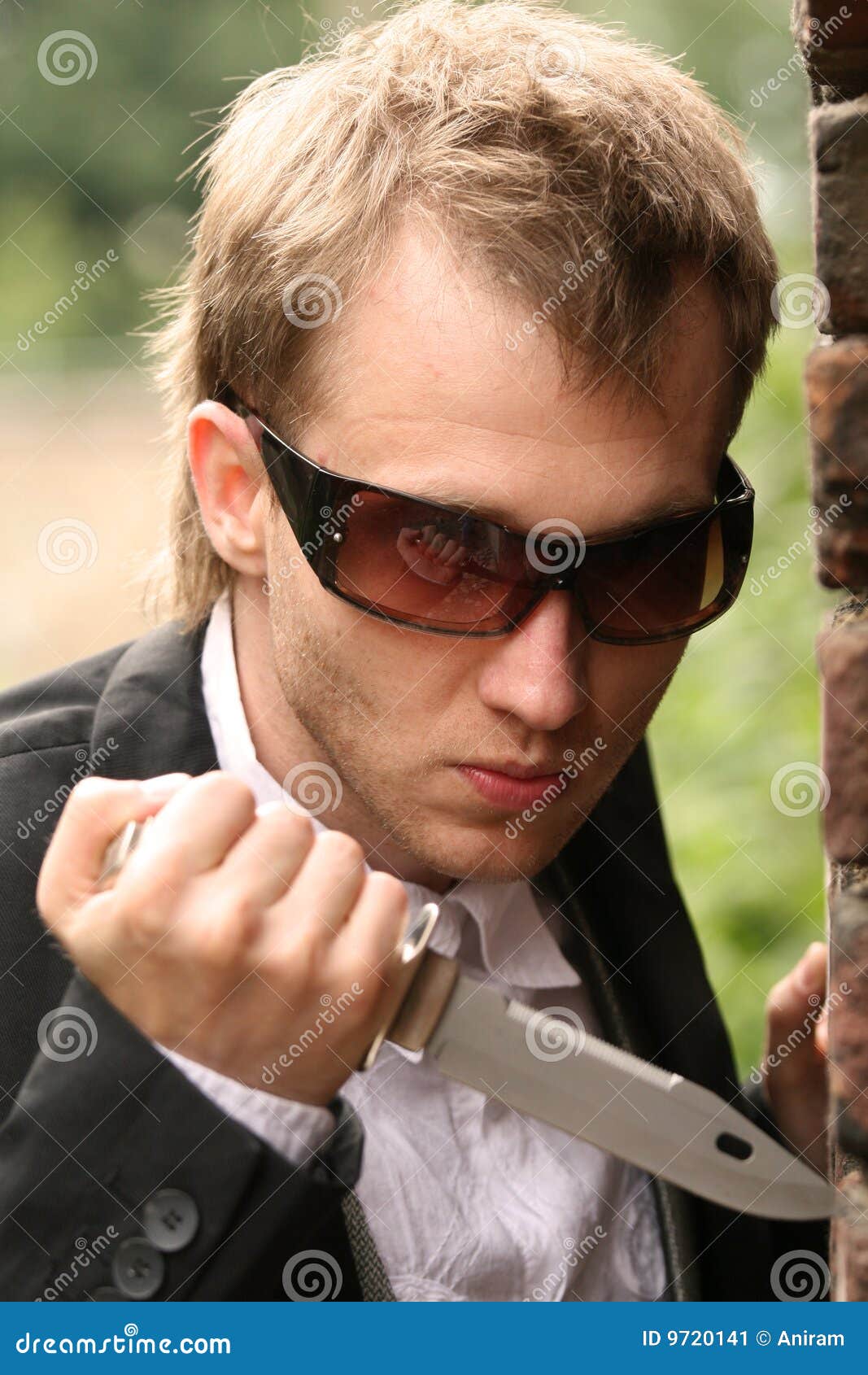 Angry man with knife stock image. Image of portrait, brick - 9720141