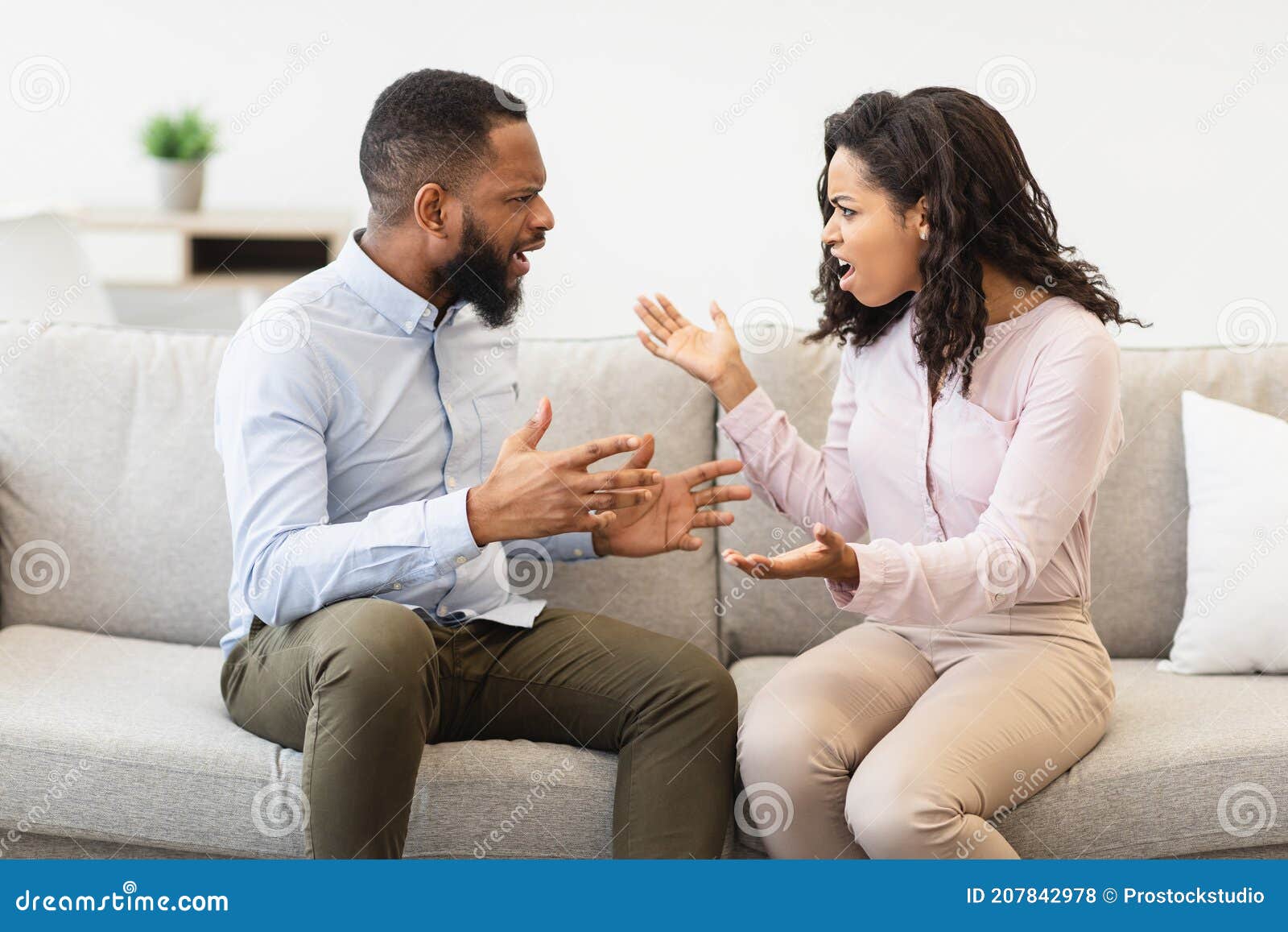 Young Married Black Couple Having Fight, Shouting at Each Other Stock ...