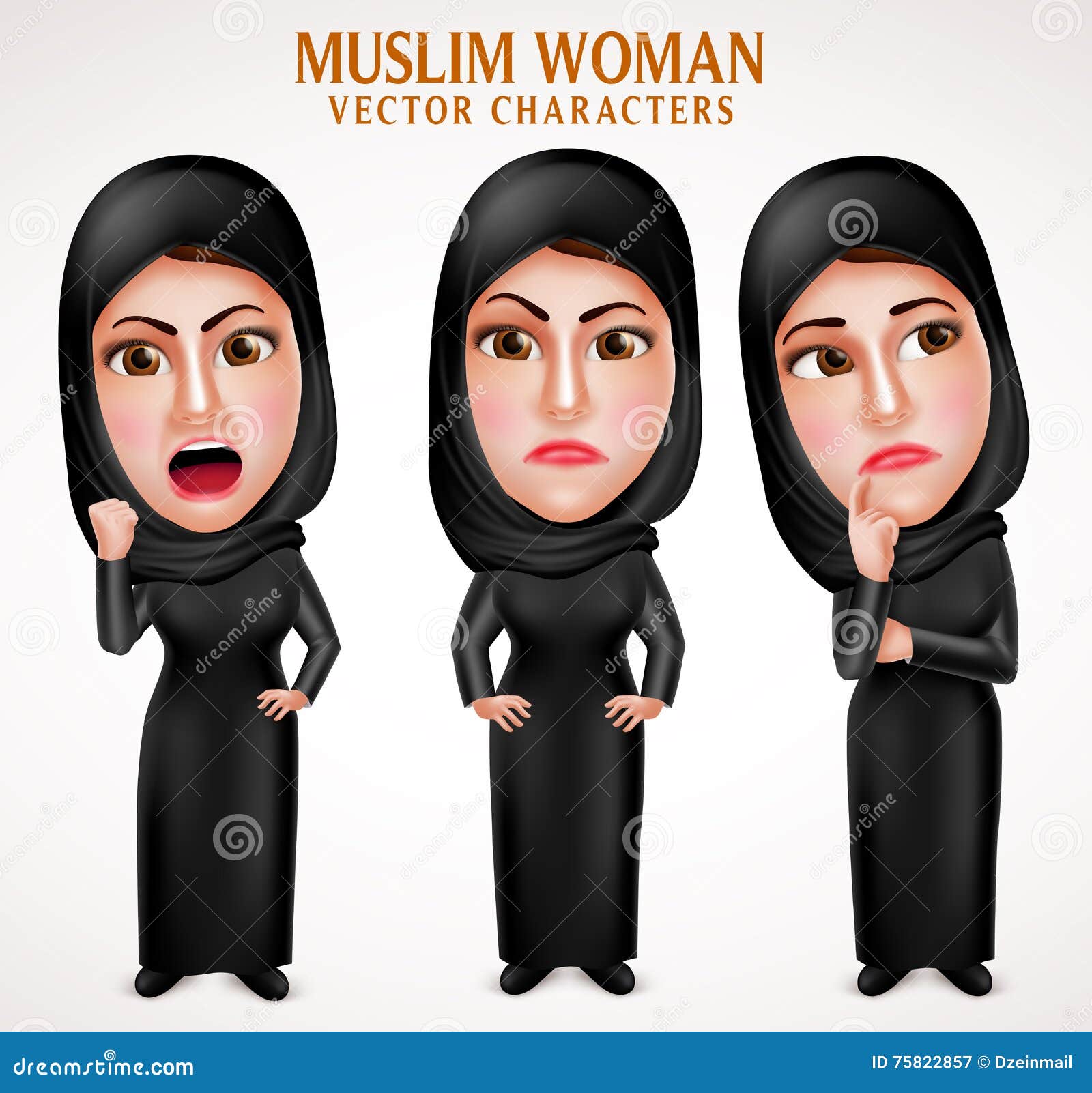 Download Angry Muslim Arab Woman Vector Characters With Facial ...