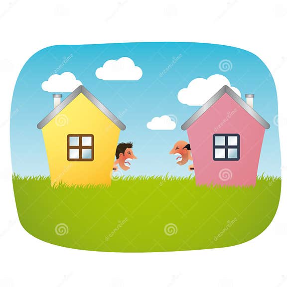 Angry Neighbours Cartoon Stock Vector Illustration Of Cartoon 58814249