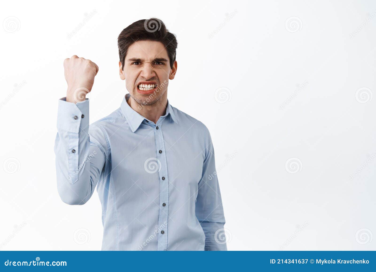 Angry Office Worker Shaking Fist in Threaten, Look Outraged and ...