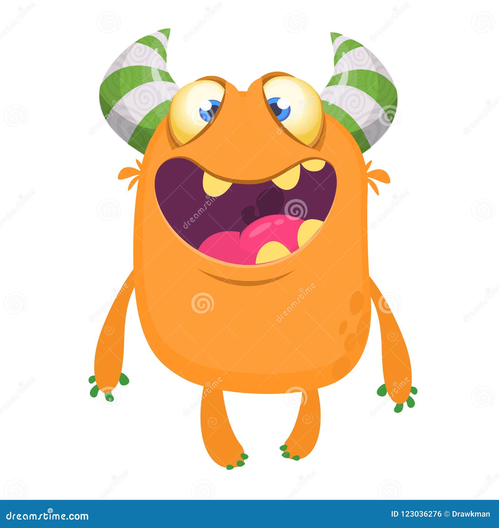  Angry Orange Cartoon  Monster With Horns Stock Vector 