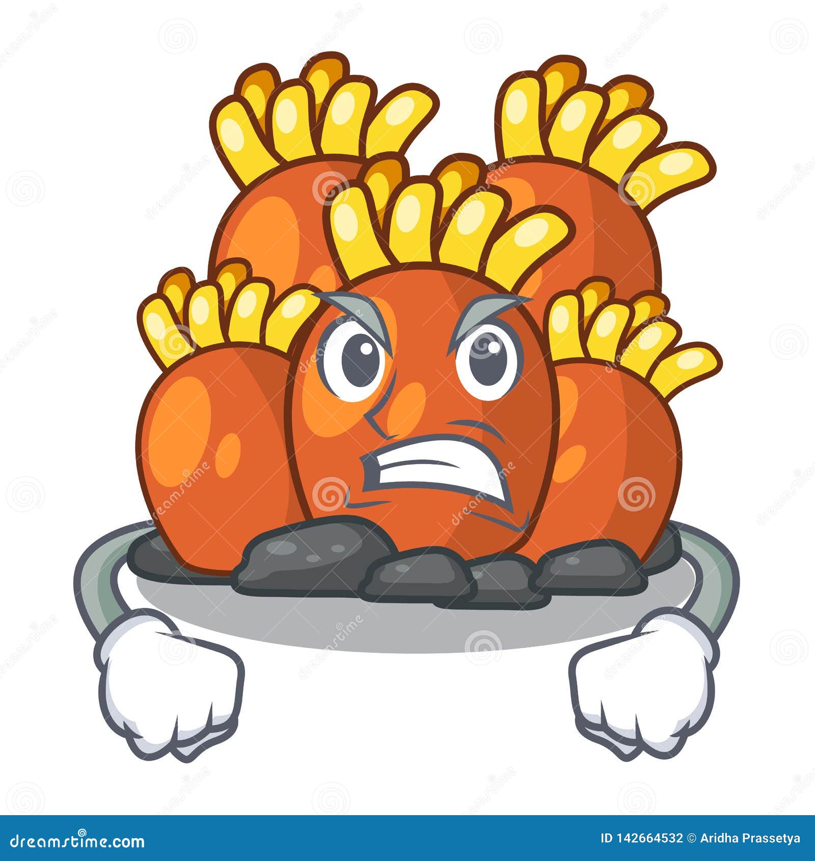  Angry  Orange  Coral Reef Cartoon  In Sea Stock Vector 