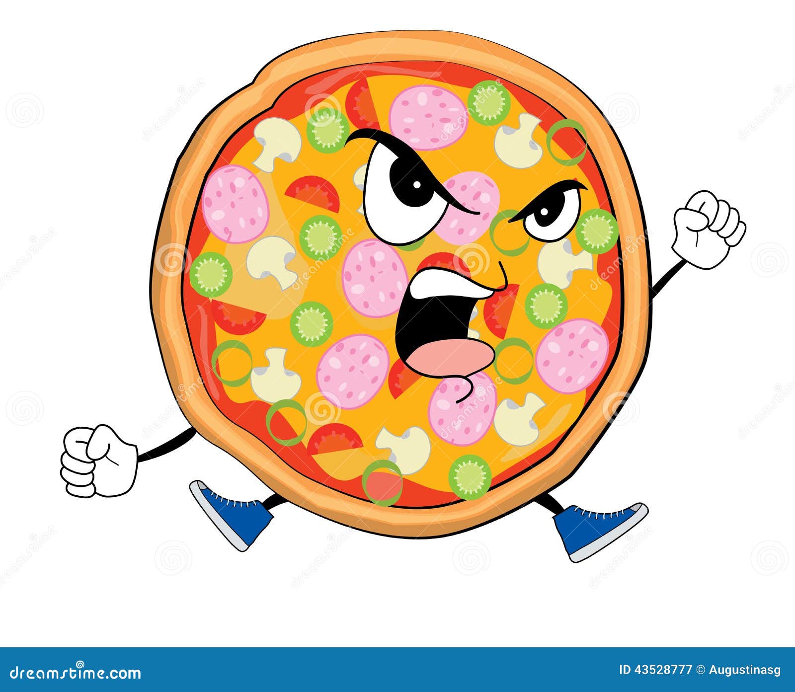 Angry Pizza Cartoon Stock Illustration Image 43528777