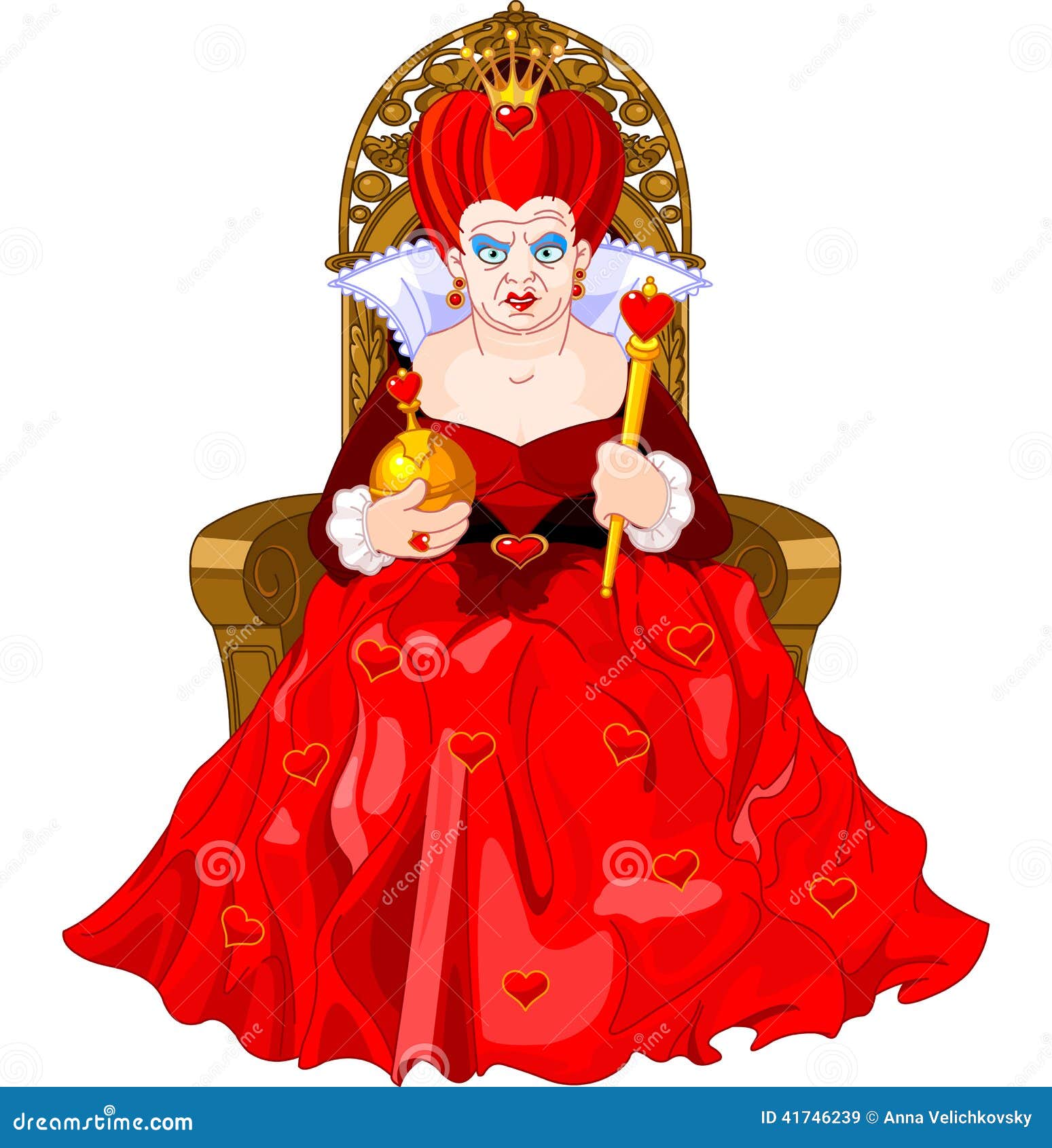 Angry Queen on throne stock vector. Image of drawing - 41746239