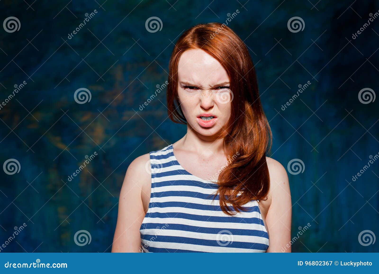 Angry Redhead Girl Stock Image Image Of Grin Anger 96802367