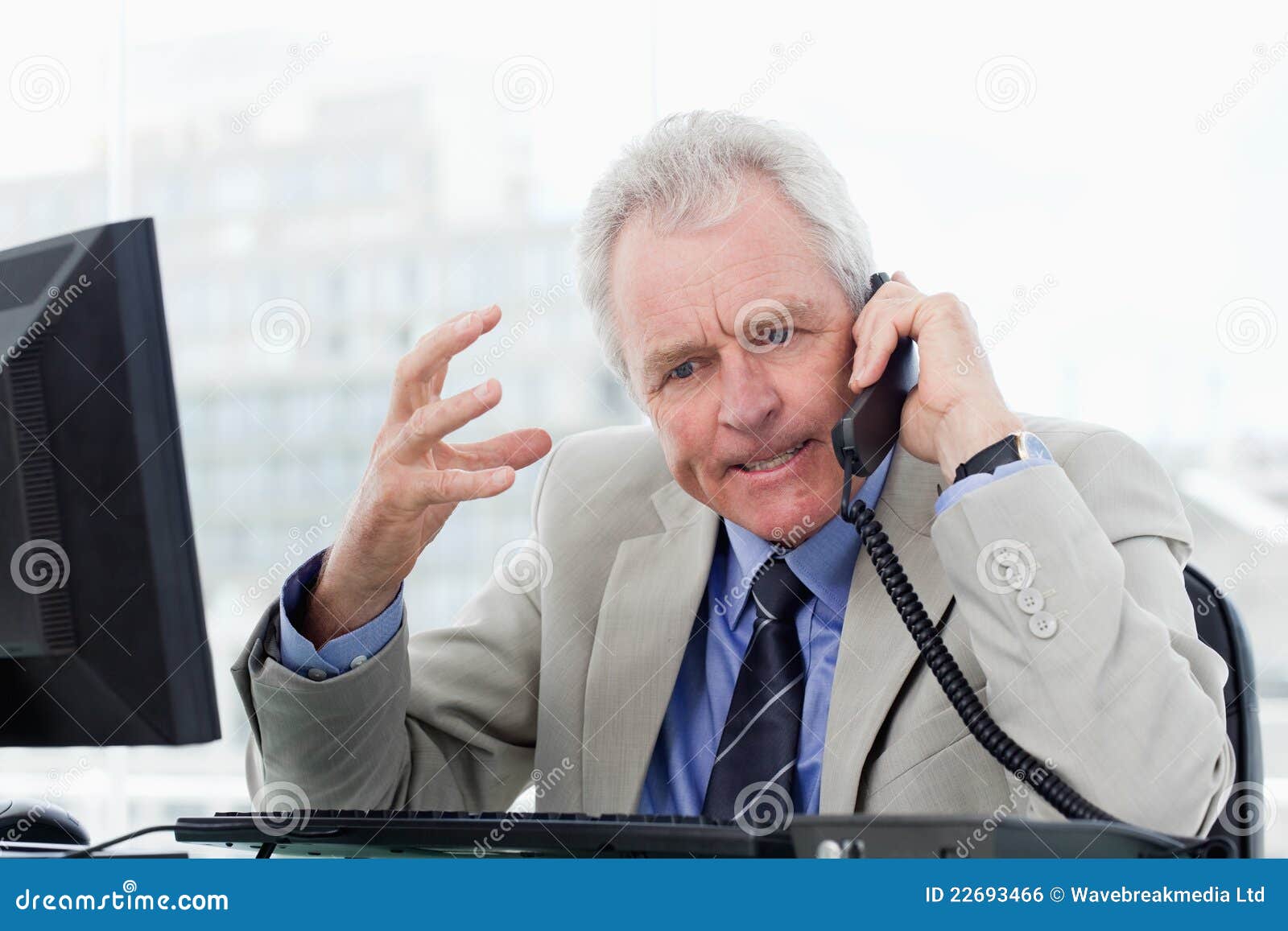 angry senior manager on the phone