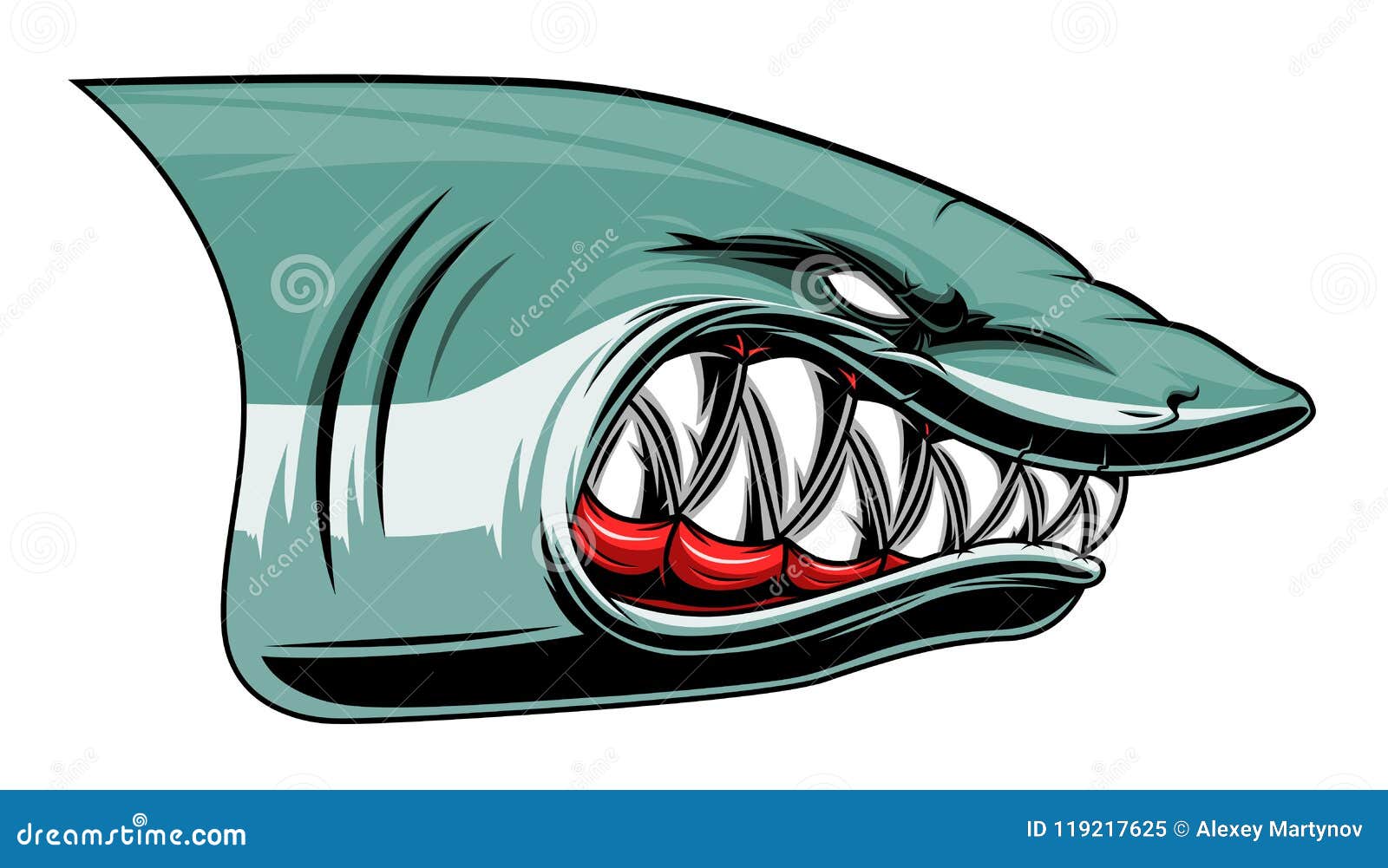 Angry shark head colored stock vector. Illustration of ...