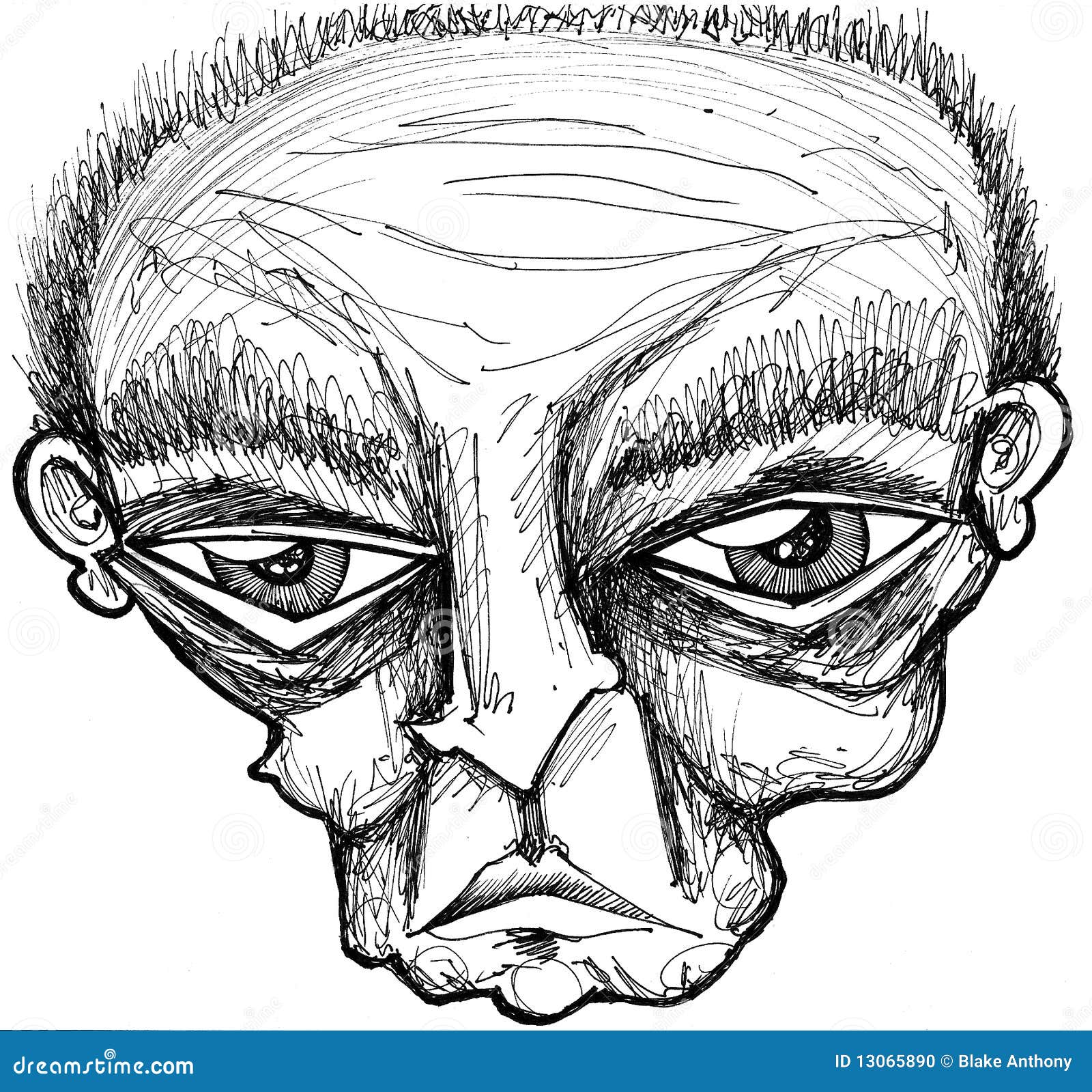 Angry Stern Serious Cartoon Face  Stock Illustration 