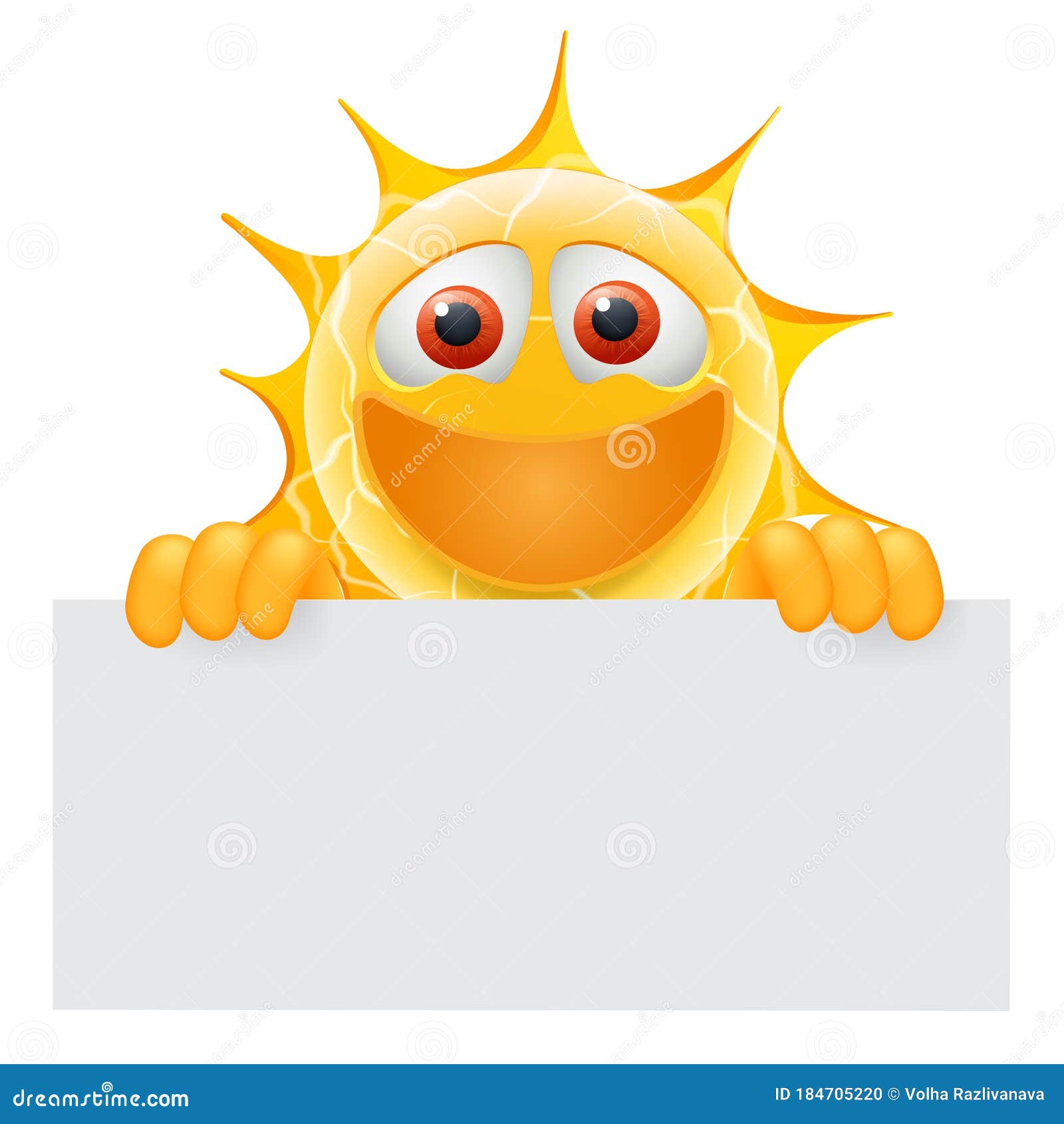 Happy Summer Sun Emoticon Happy Sun Emoji With Banner Template Add Your Message To The Empty Space At The Banner Stock Illustration Illustration Of Bright Icon