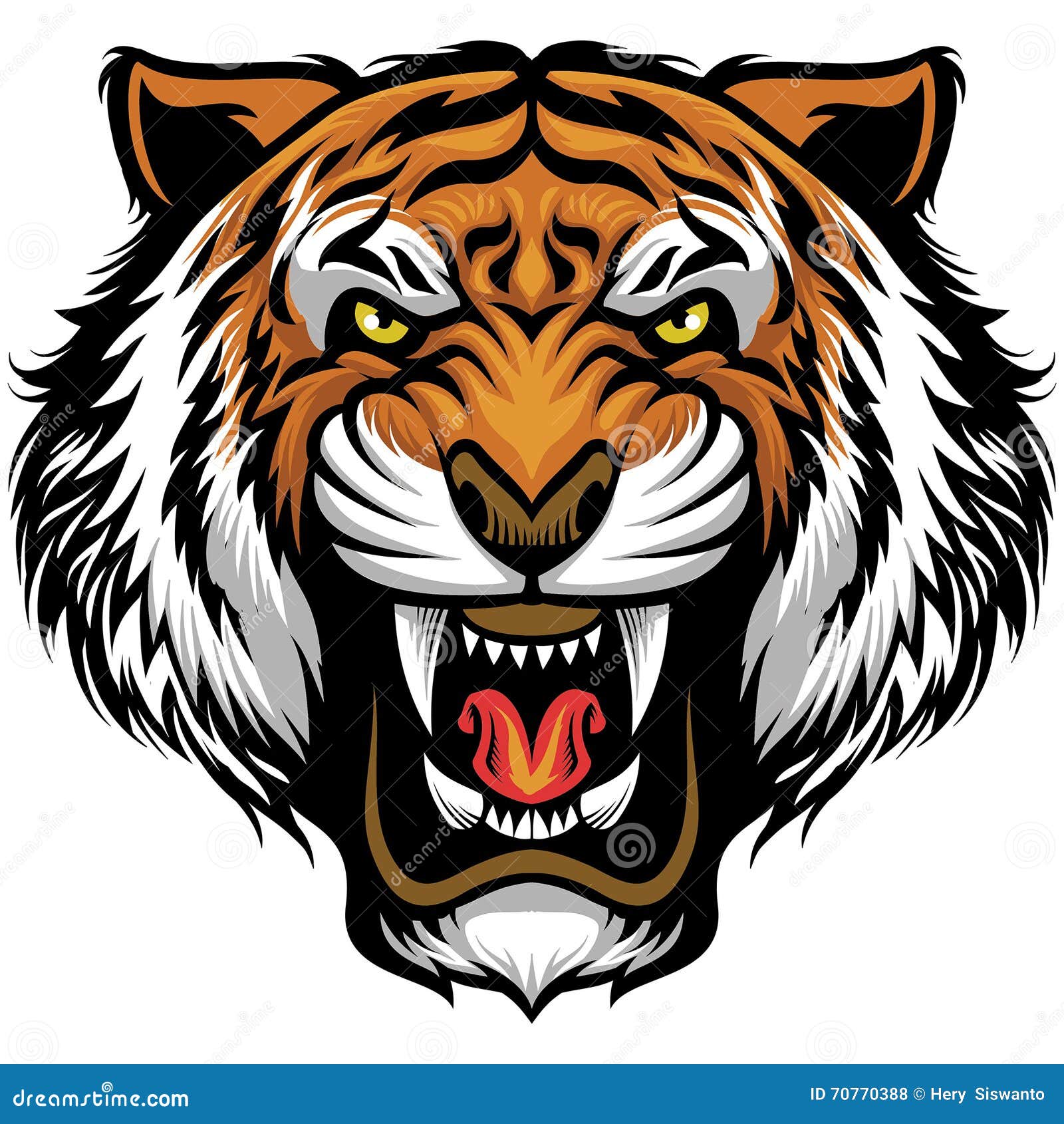 Angry tiger face stock vector. Illustration of power - 70770388