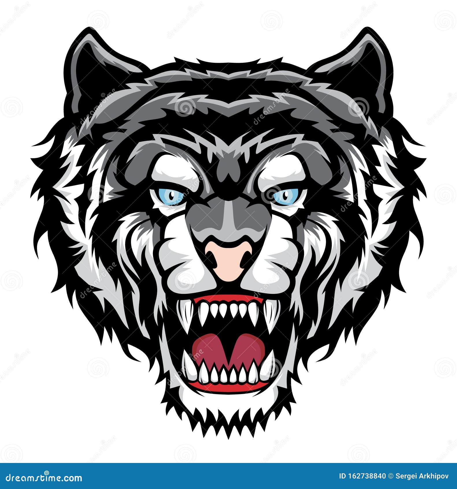 Angry tiger head. stock vector. Illustration of nature - 162738840