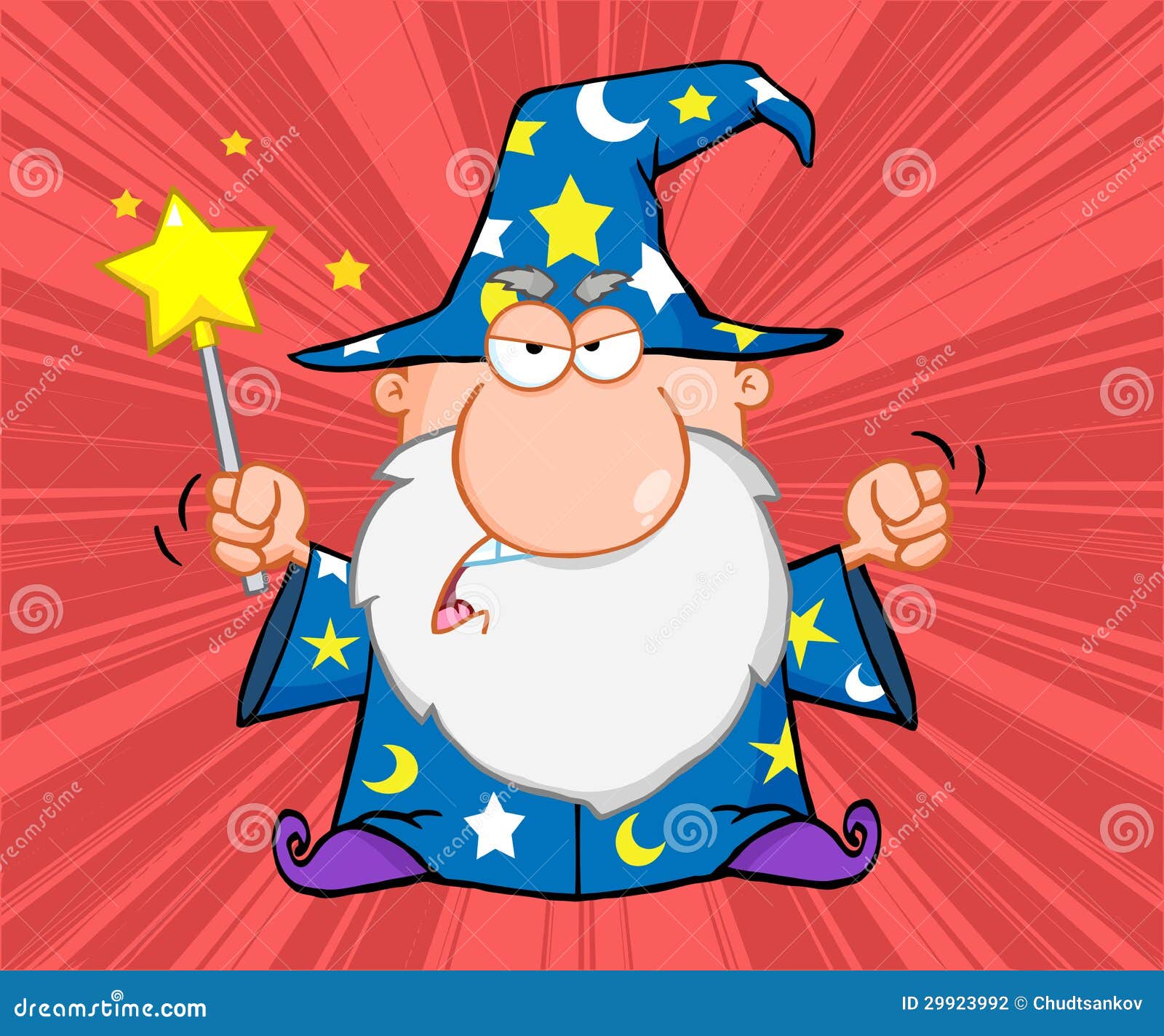 Angry Wizard With Magic Wand Stock Vector - Illustration: 29923992