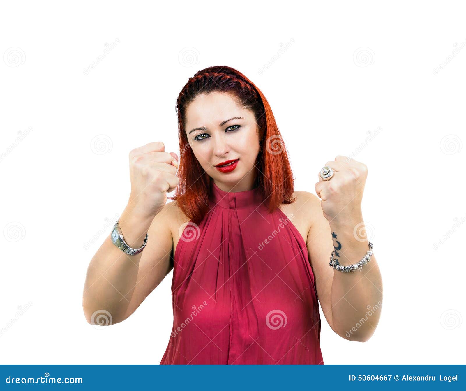 Angry Woman With Clenched Fists Stock Image Image Of Hair Furious