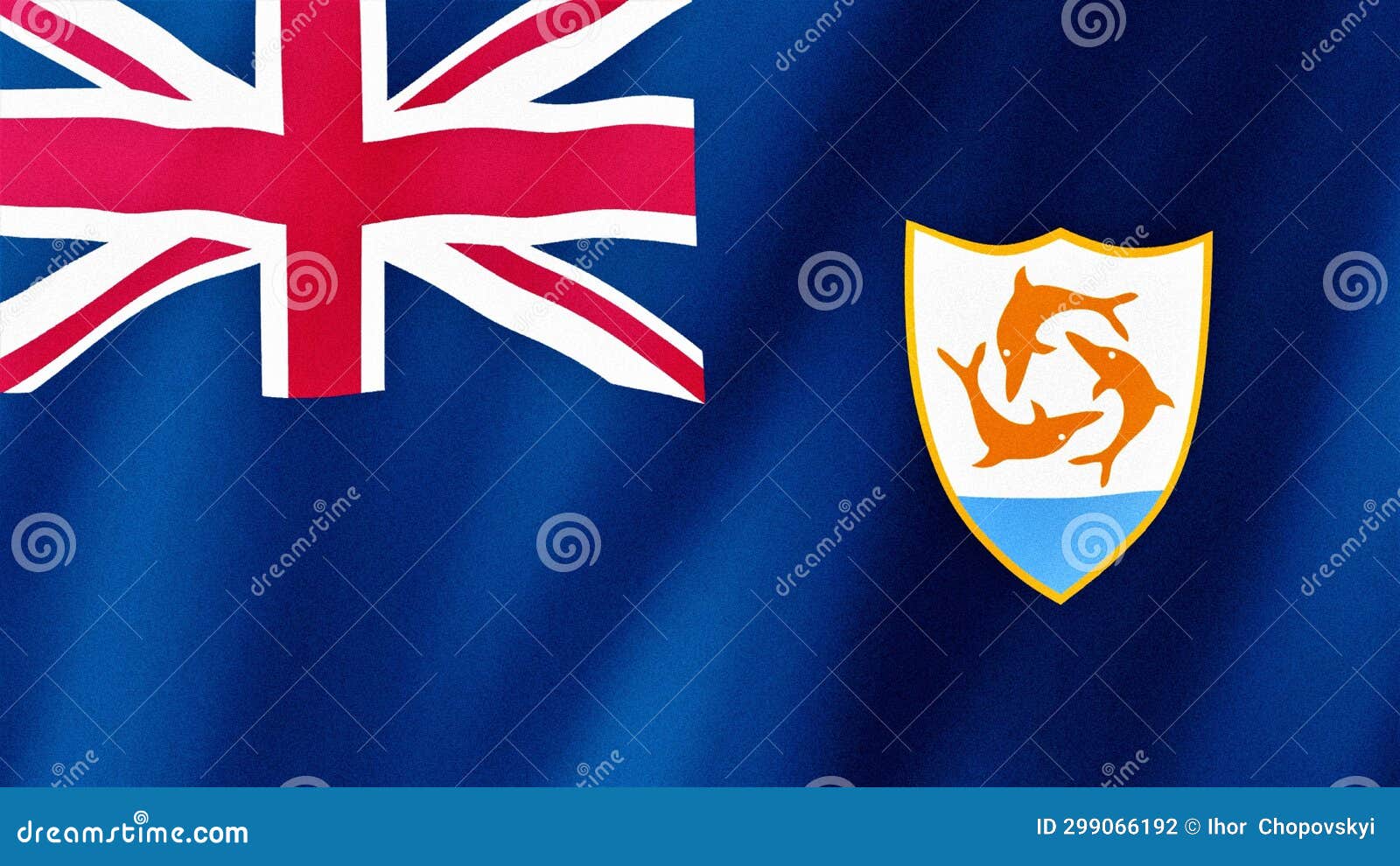 Anguilla Flag Waving in the Wind. Flag of Anguilla Images Stock Photo