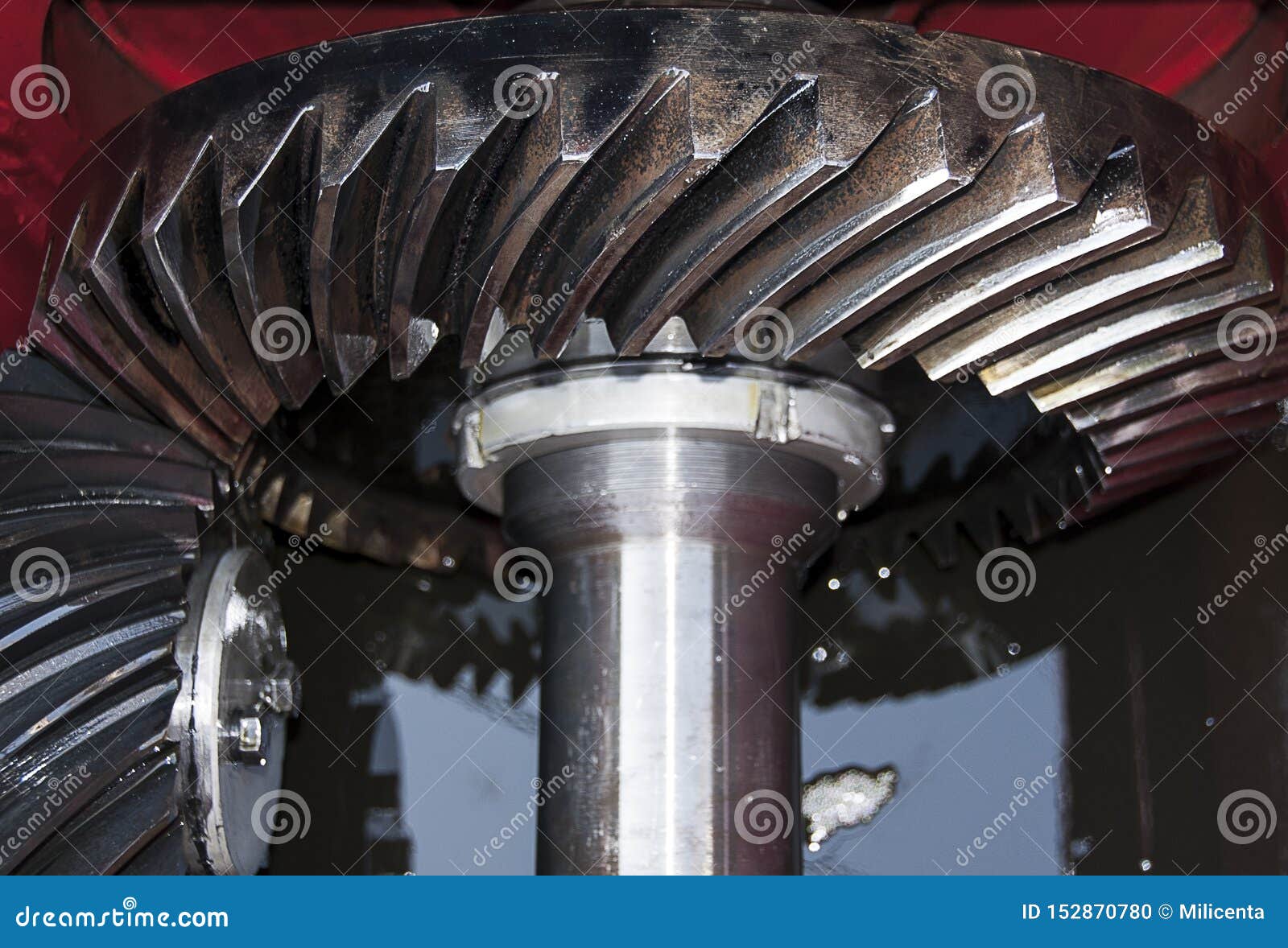 Angular Torque Transmission. Two Steel Shaft with Gears are Connected