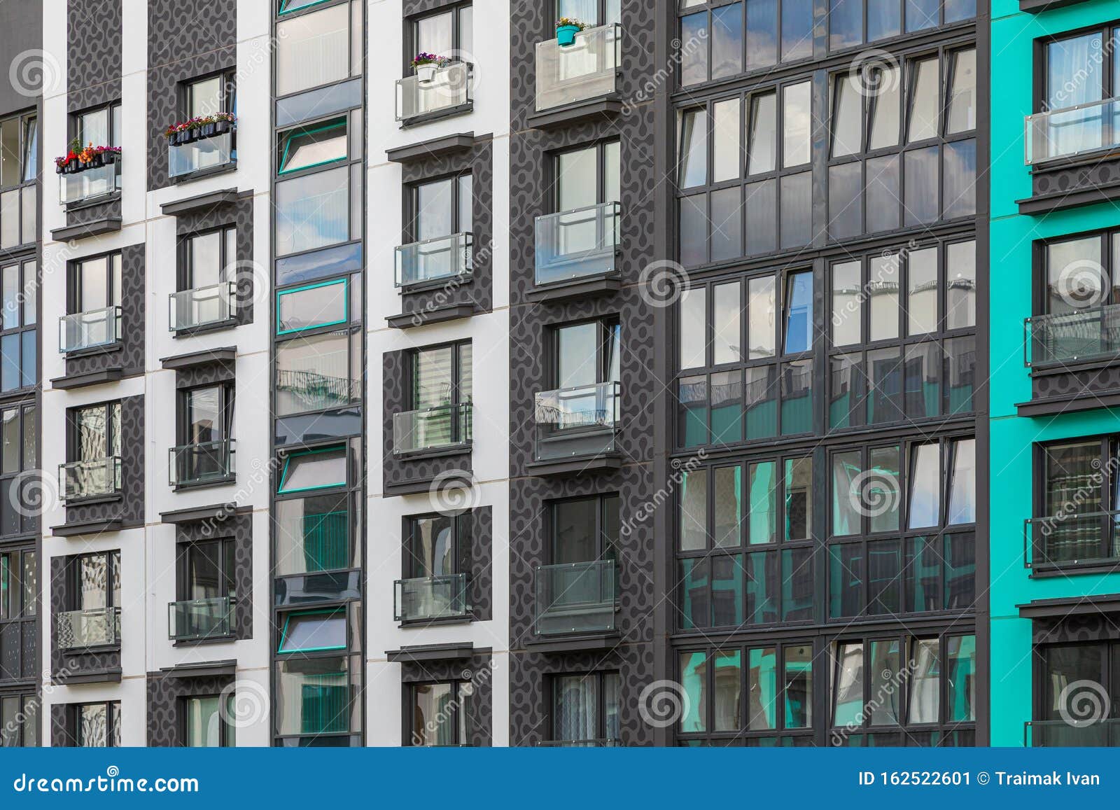 Angular View of New Apartment Building Wall Stock Image Image of
