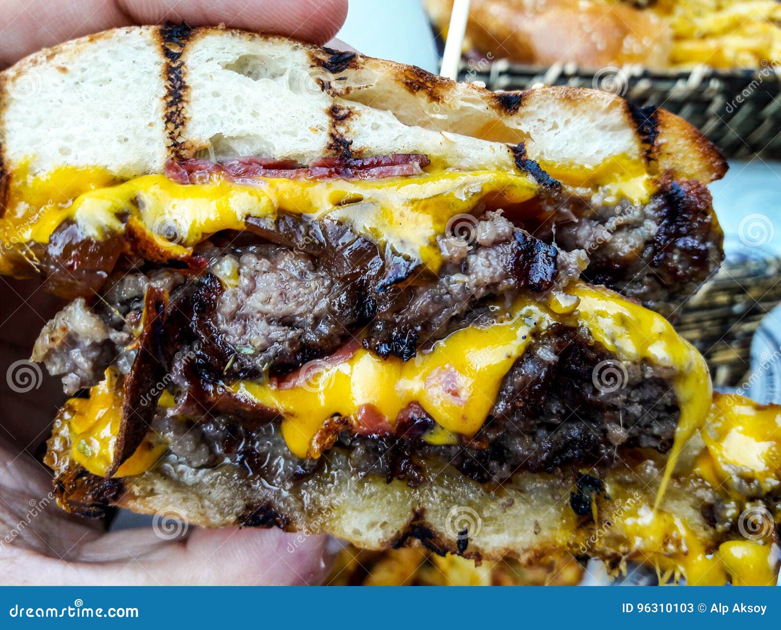 Angus Beef Burger with Cheddar Cheese. Stock Image Image of food
