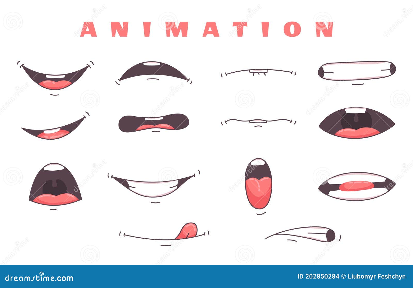 lábios de bocas falantes bonitos dos desenhos animados para