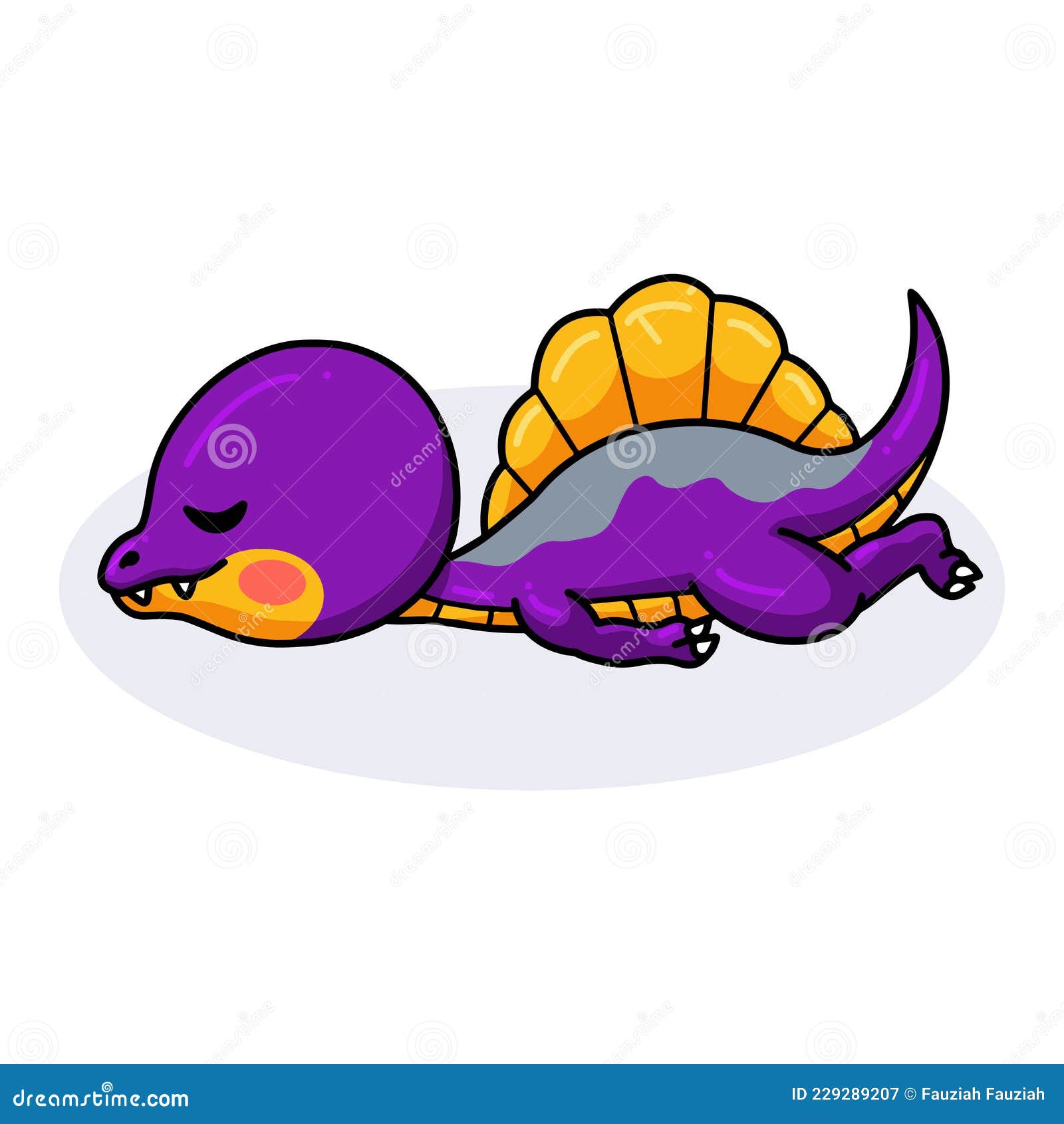 Desenho de dinossauro roxo fofo em pé