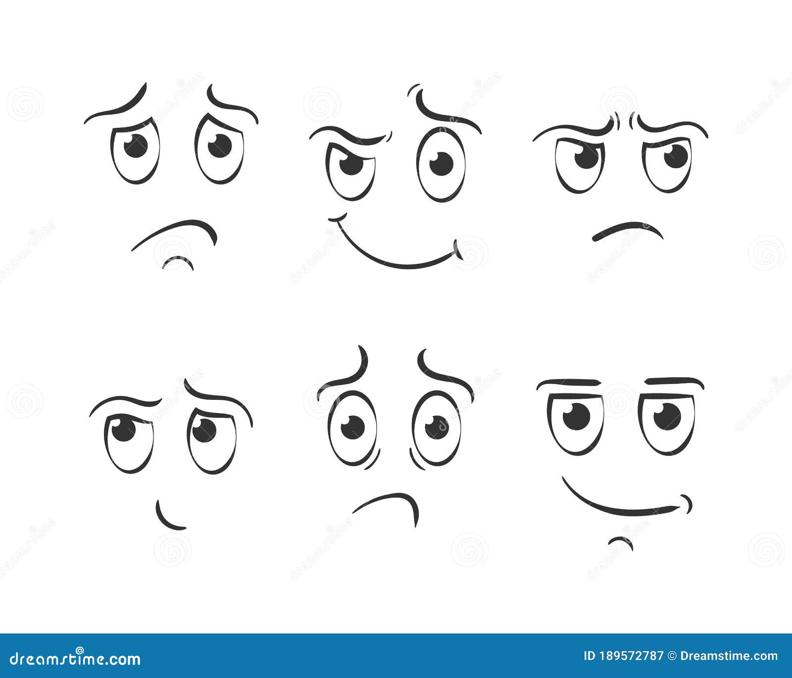 Vetores de Cara De Desenho Animado Olhos E Boca Expressivos Sorrindo  Chorando E Surpreso Expressão De Rosto De Personagem Caricatura Emoção  Cômica Ou Rabisco Emoticon Ícone Isolado De Ilustração Vetorial e mais